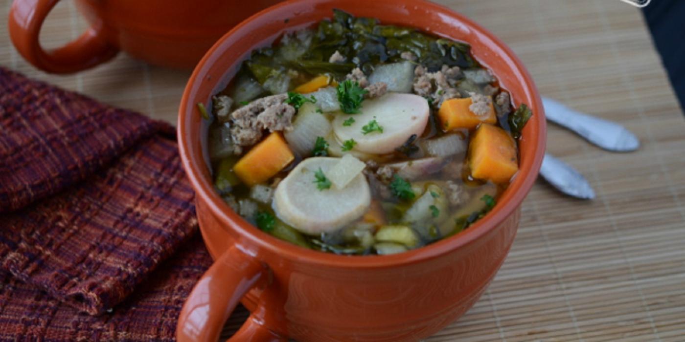 Slow Cooker Turkey Vegetable Soup Ready to Eat Dinner Once A Month