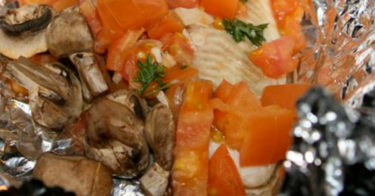 Instant Pot Tilapia with Spinach, Mushrooms, Tomatoes and Herbs Once