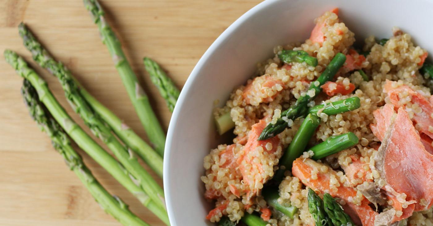 Low Histamine Springtime Salmon, Asparagus, Quinoa Salad Dinner Easy