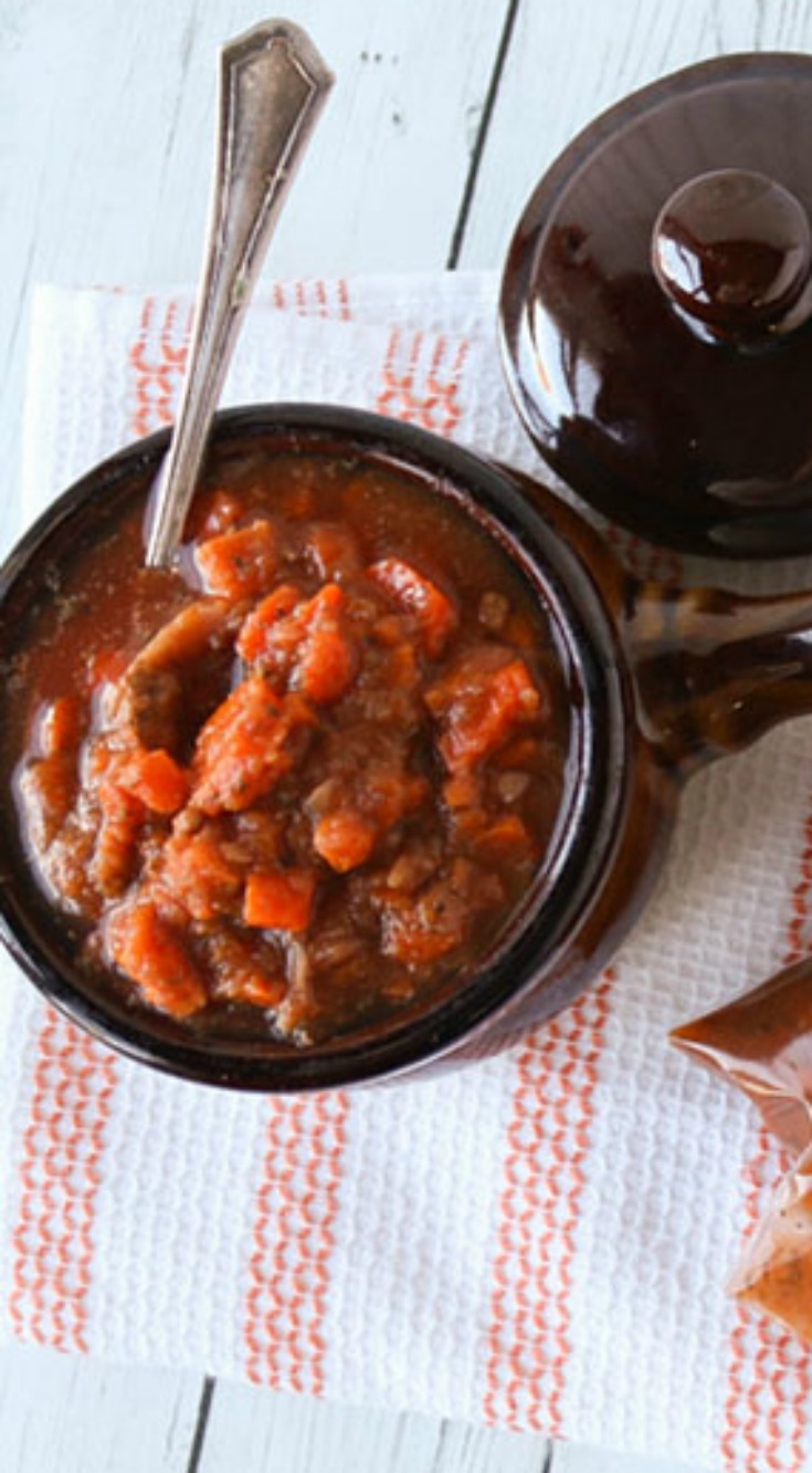 Slow Cooker Healthy Roots Chili Dump and Go Dinner Once A Month Meals