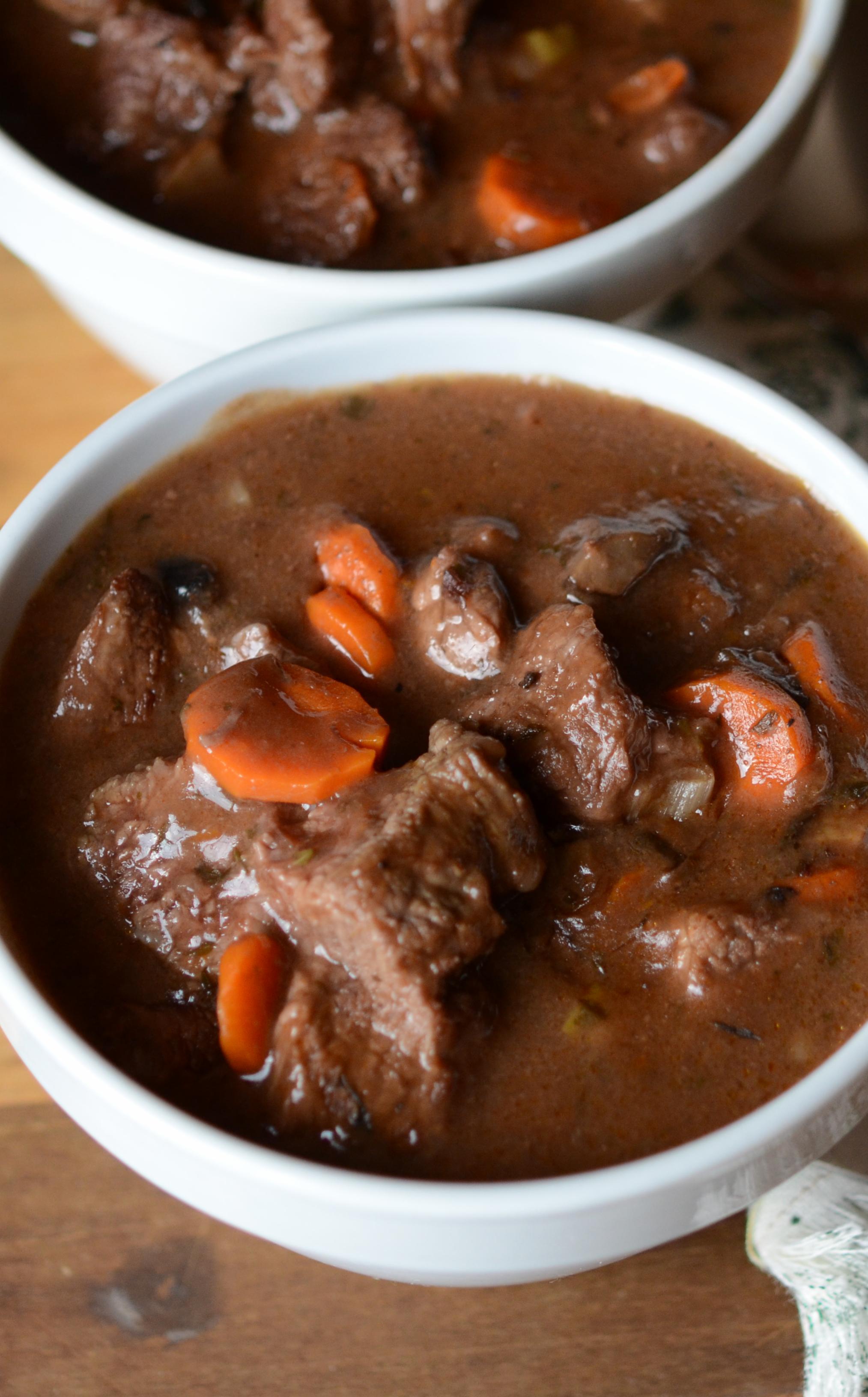 Low FODMAP Slow Cooker Beef Bourguignon Ready to Eat Dinner Once A