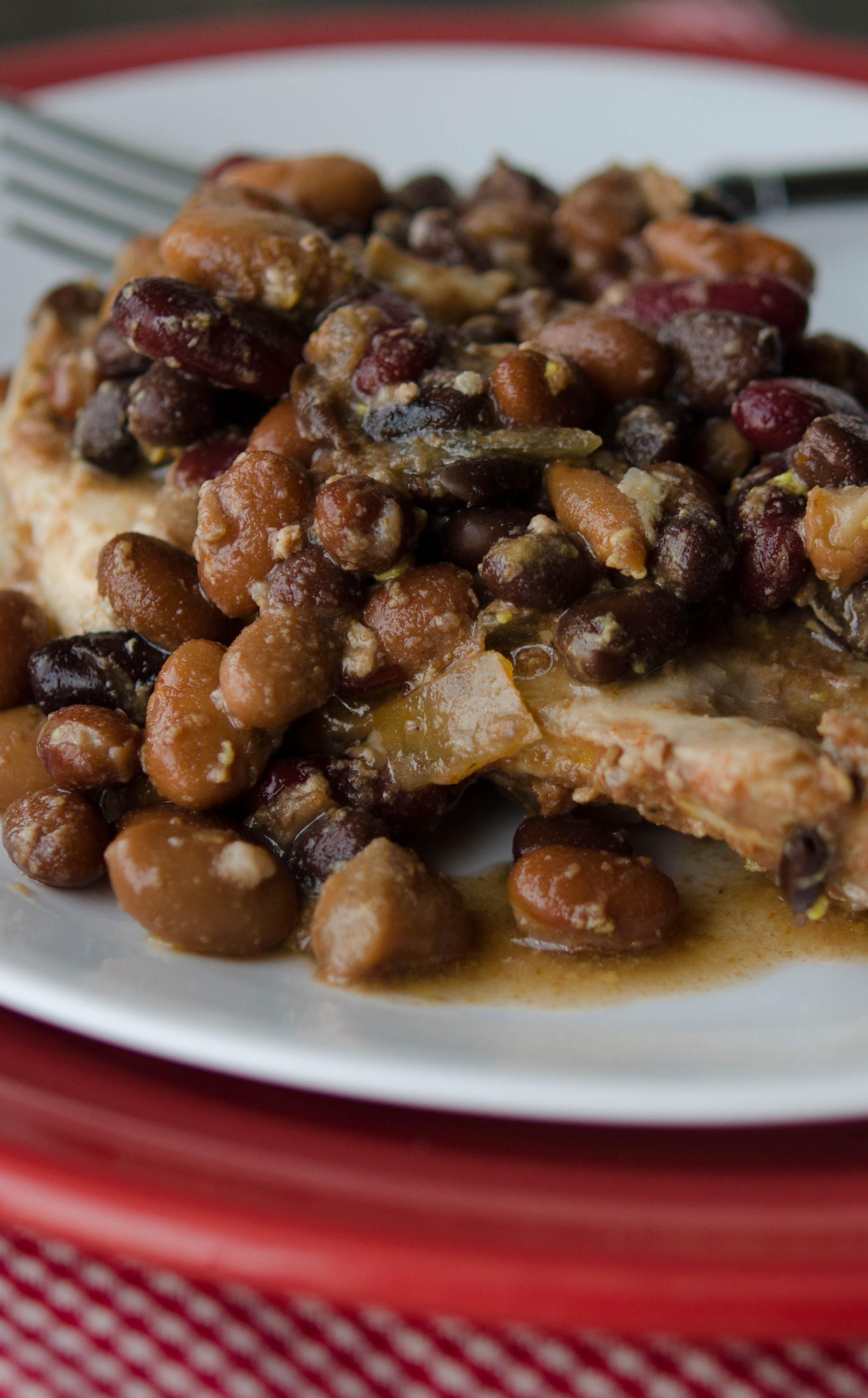 Slow Cooker Baked Bean Chicken - Ready to Eat Dinner | Once A Month Meals