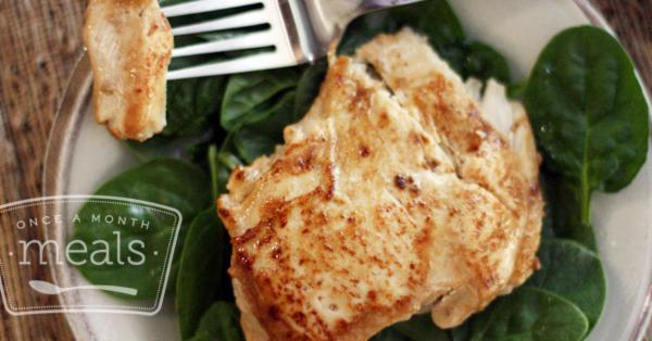 Paleo Ginger Chicken Breasts with Green Spinach - Lunch Version | Once A Month Meals