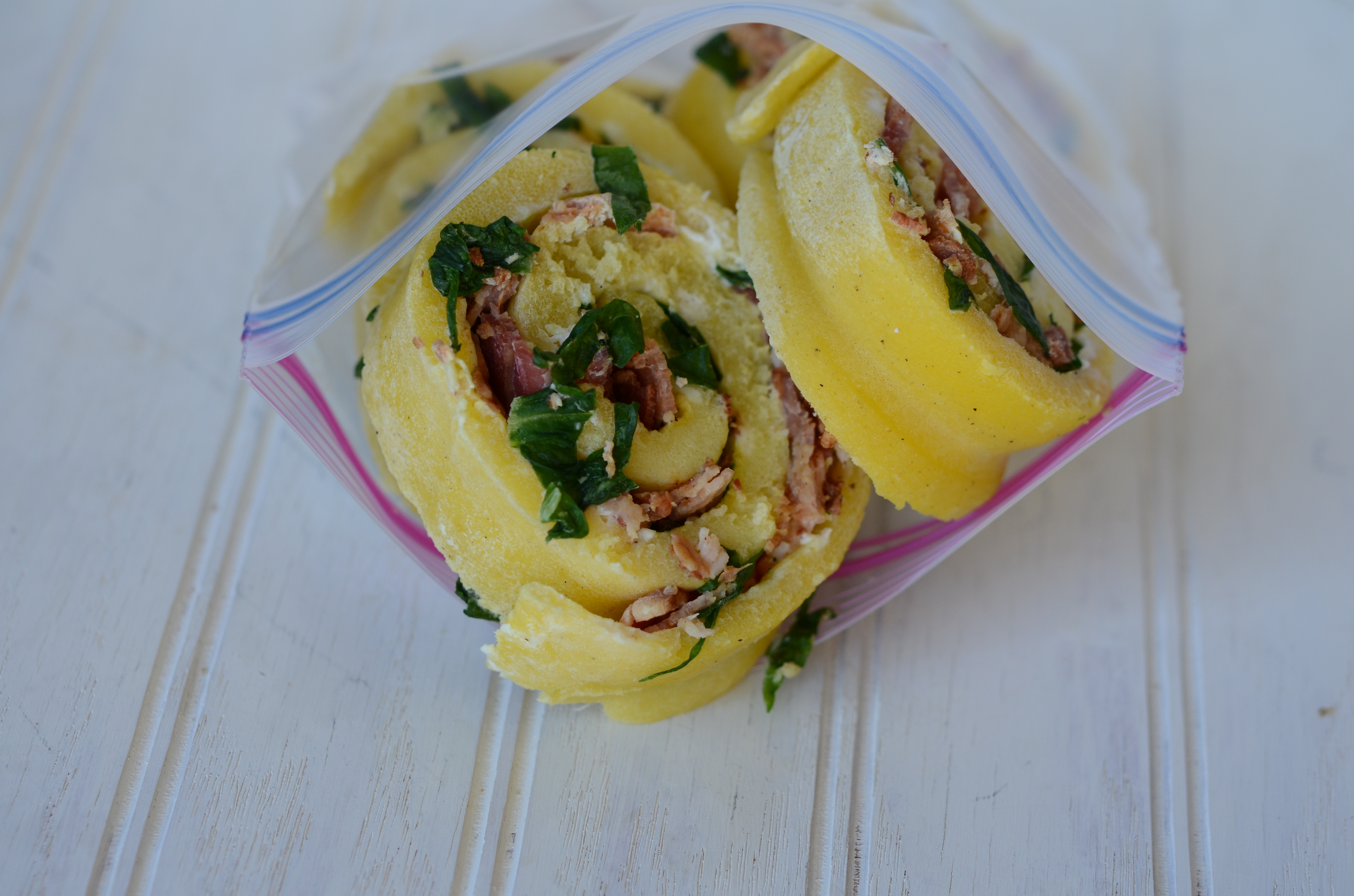 Gluten Free Dairy Free Bacon and Spinach Breakfast Spirals | Once A Month Meals