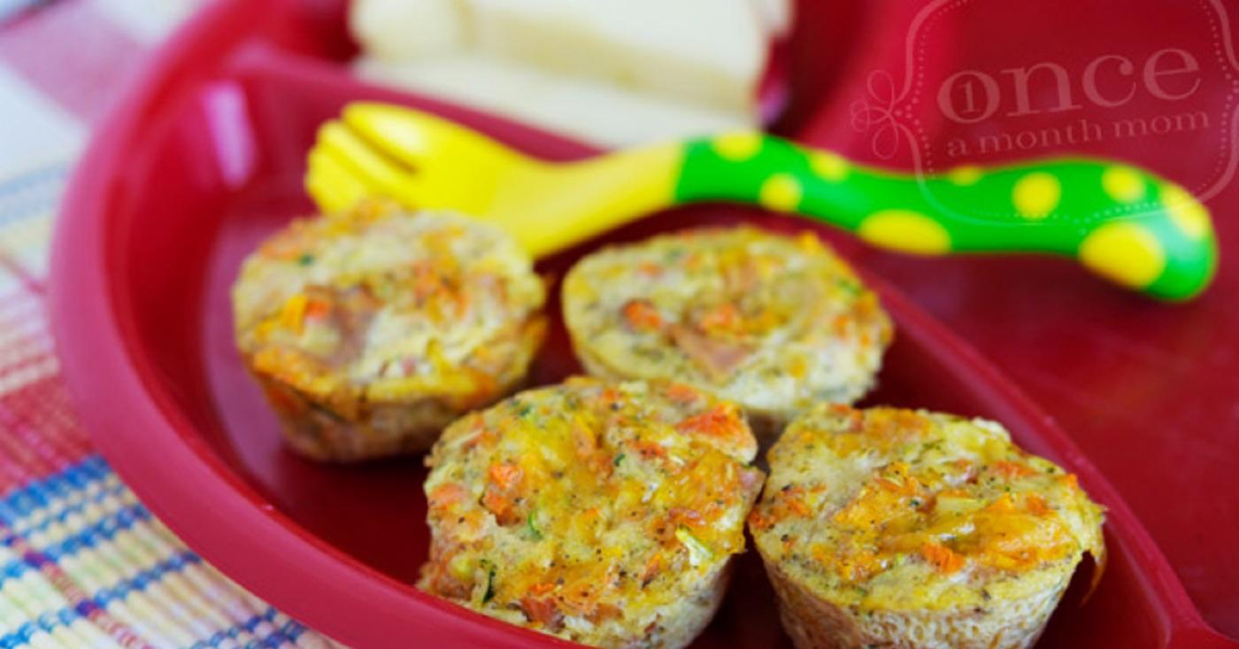 Mini Veggie and Ham Quiches - Lunch Version | Once A Month Meals
