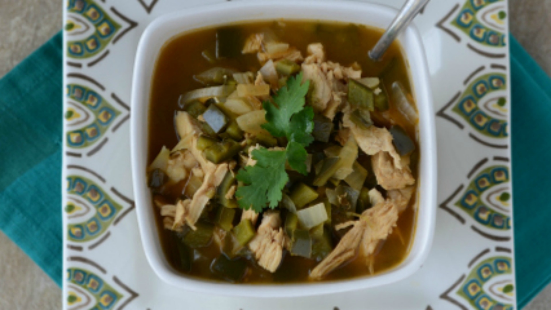 Skinny Chicken Poblano Soup - Lunch Version | Once A Month Meals