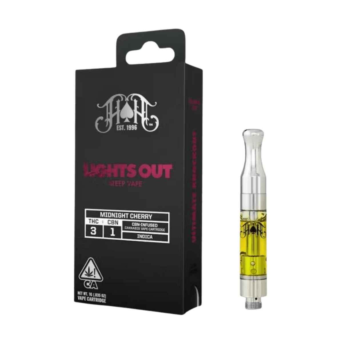 Midnight Cherry Lights Out (I) | 3:1 THC:CBN 1g Cart | Heavy Hitters