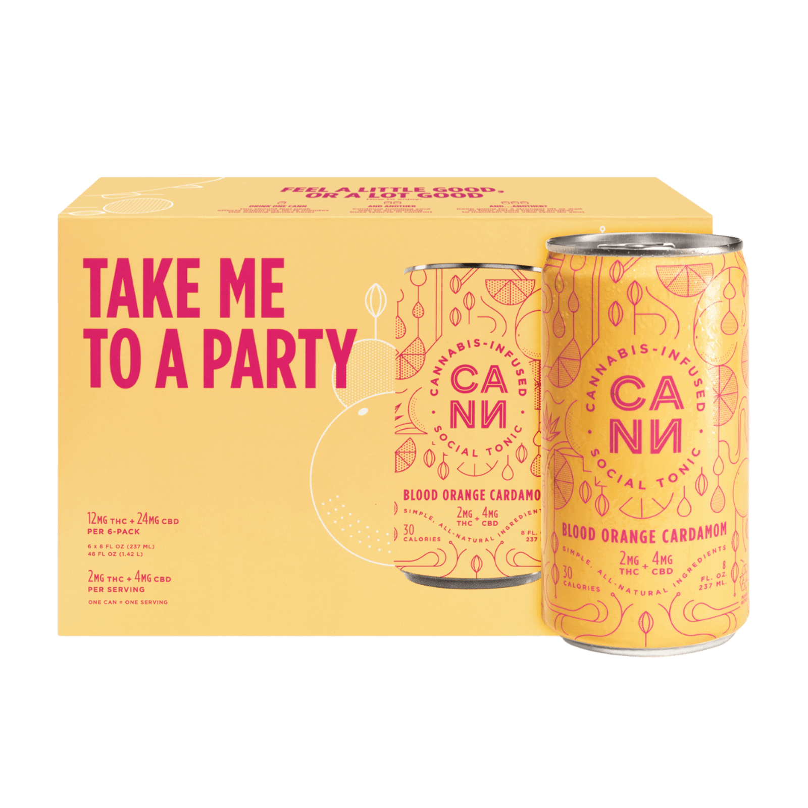 Blood Orange Cardamom | 8oz (6pk) 2:4 THC:CBD Social Tonic Beverage | Cann Social Tonic