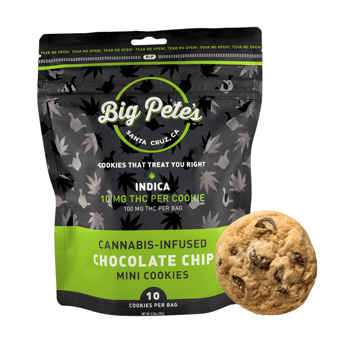 Chocolate Chip Indica (I) | 10mg Cookies 10pk 100mg | Big Pete's Treats