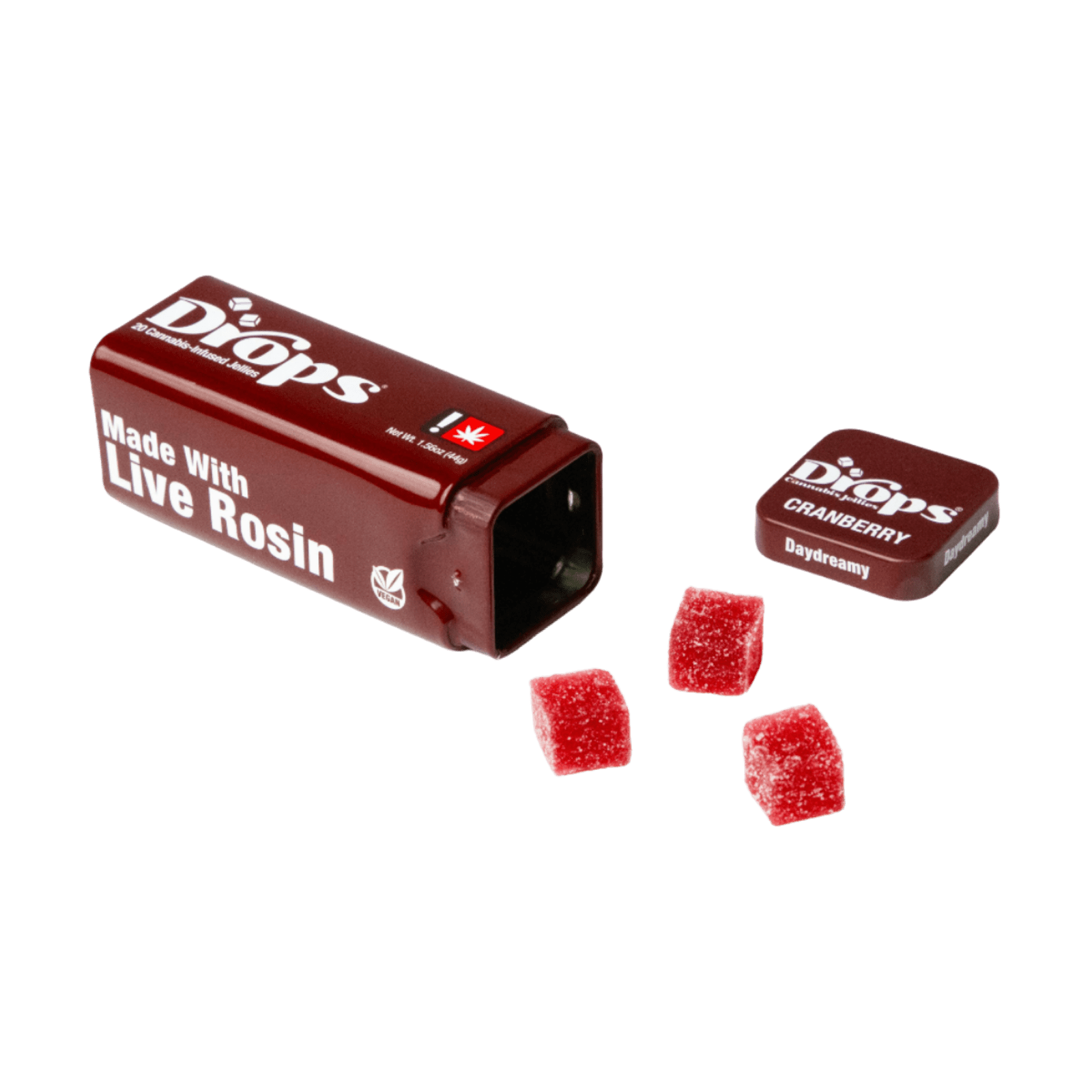 Cranberry (Looking Glass) (H) | 20pk 2.5mg CBD:THC:CBC:CBG per piece (20pk) Live Rosin Jellies | Drops - view 3