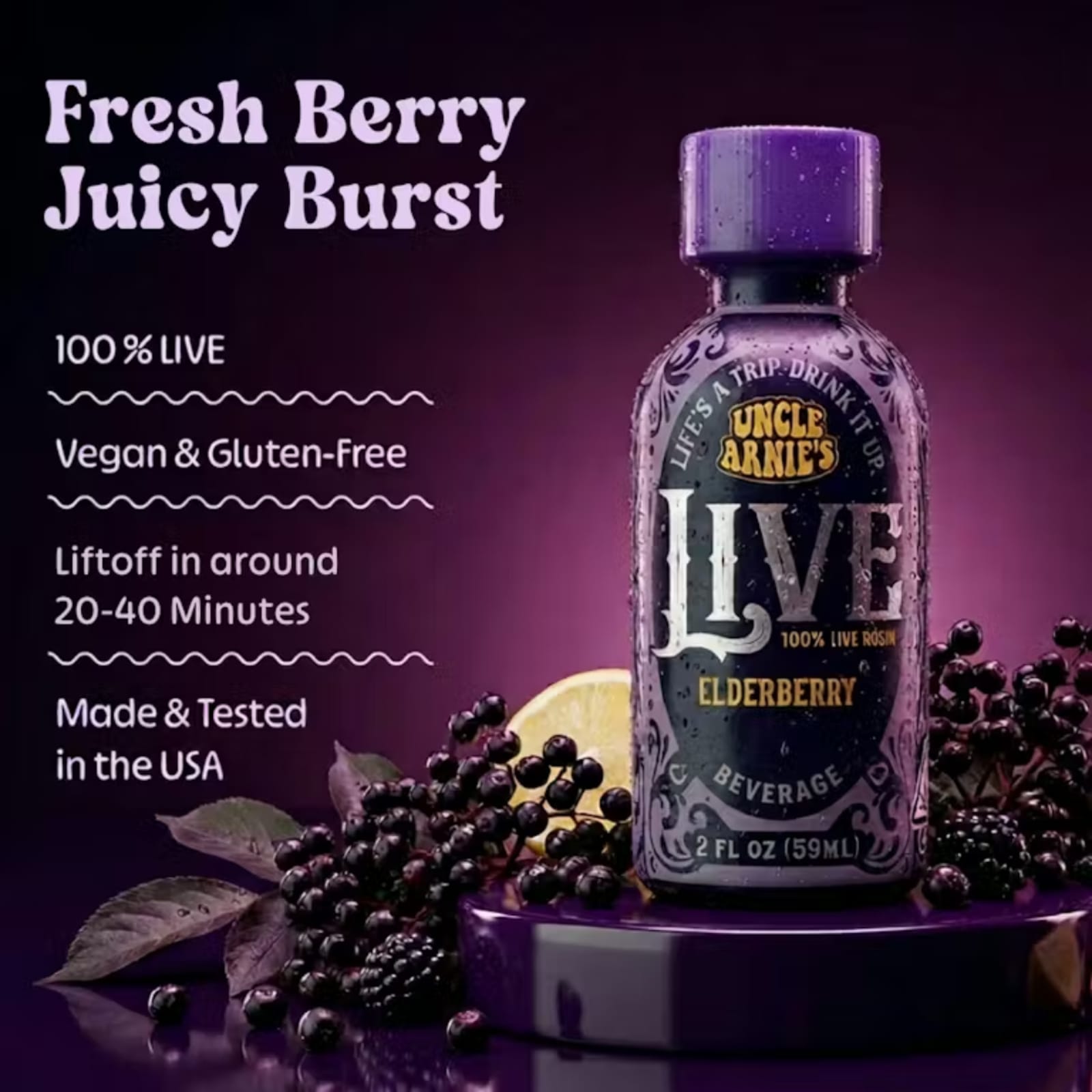 Elderberry (I) | 2oz 100mg 100% Live Rosin | Uncle Arnie's - view 2