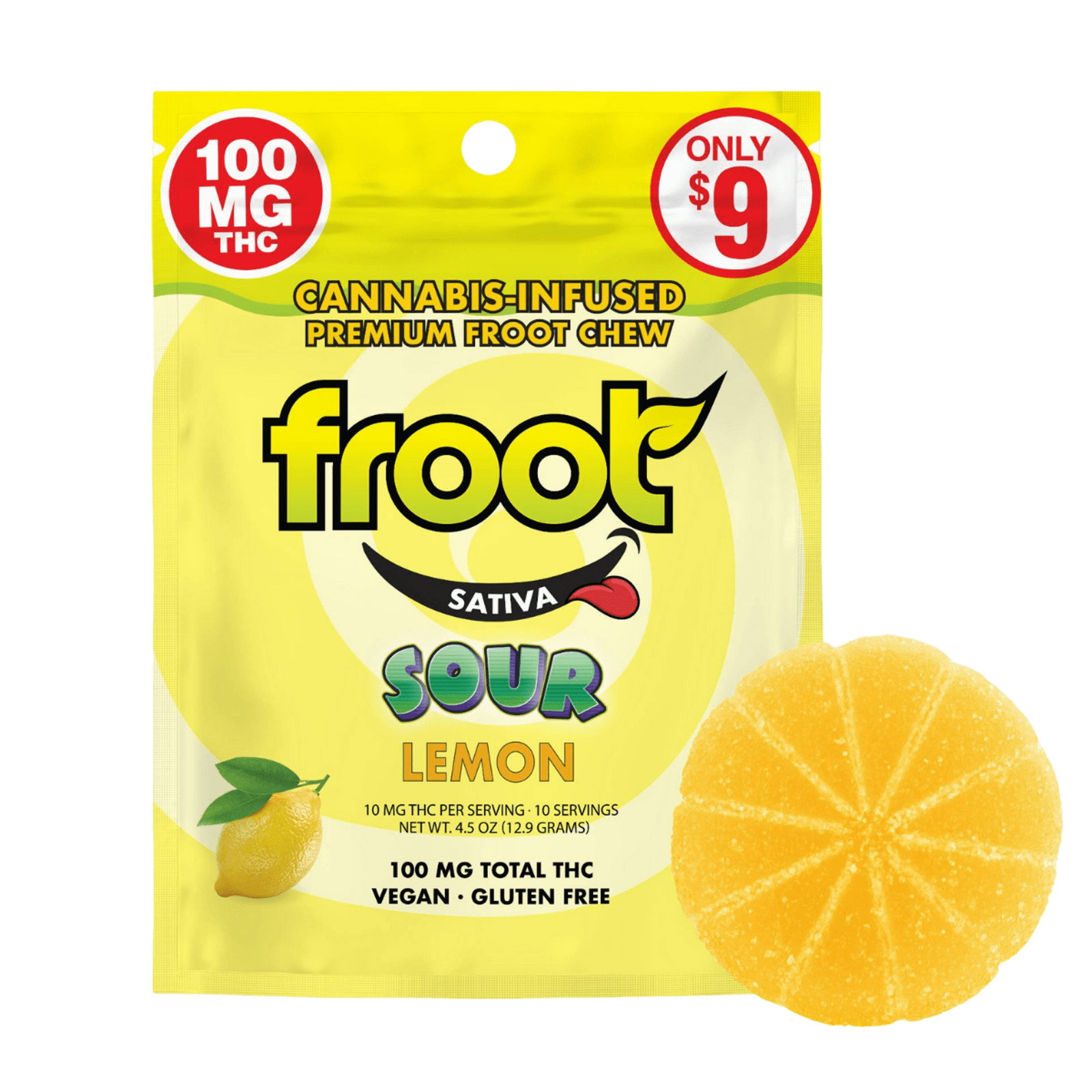 Sour Lemon (S) | 100mg THC Gummies | FROOT