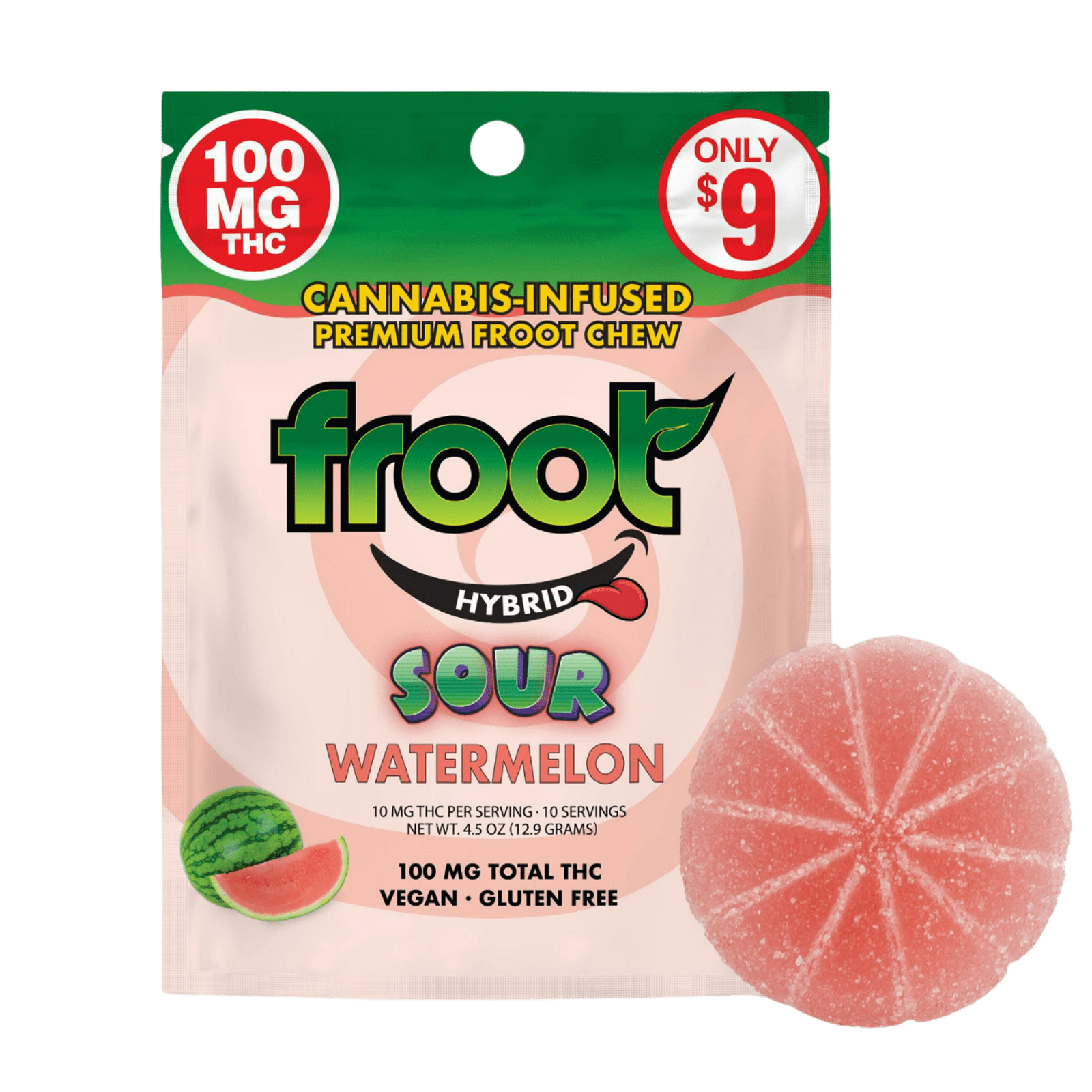 Sour Watermelon (H) | 100mg THC Gummies | FROOT