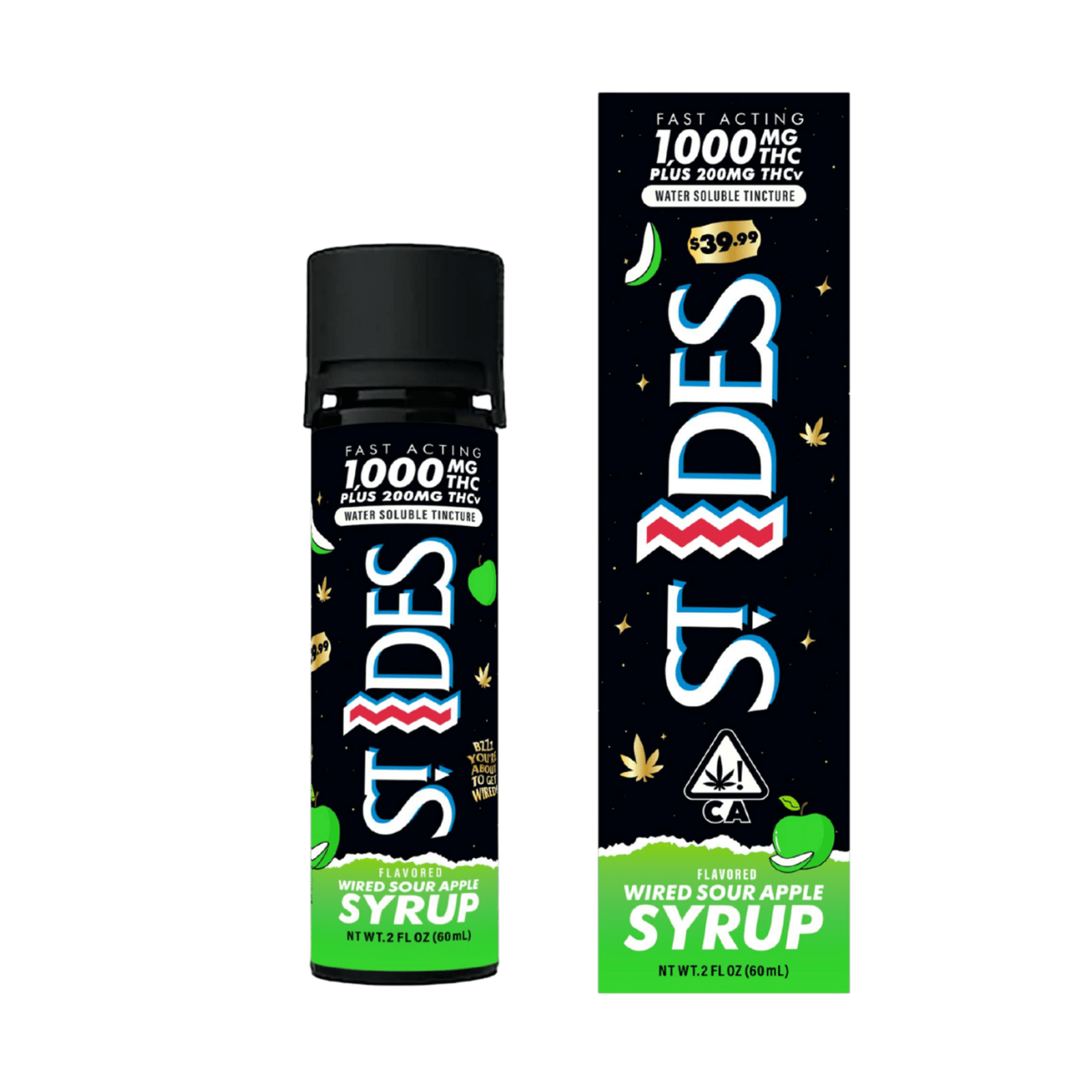 Wired Sour Apple | 2oz 1000mg +200mg THCv Syrup Tincture | St Ides