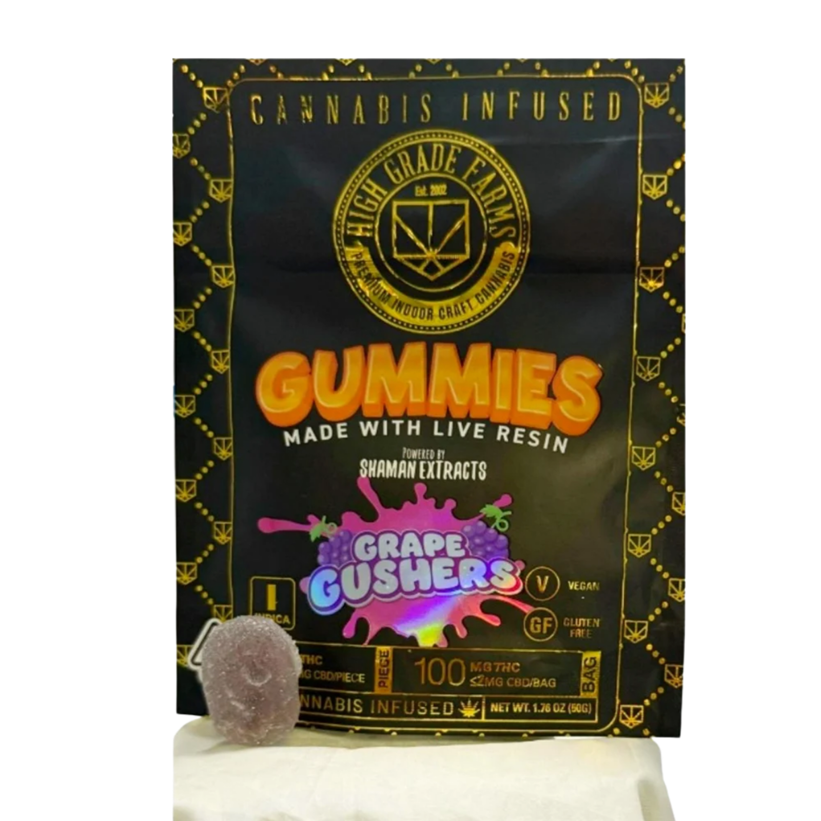 Grape Gushers (I) | 100mg 10pk Gummies | High Grade Farms