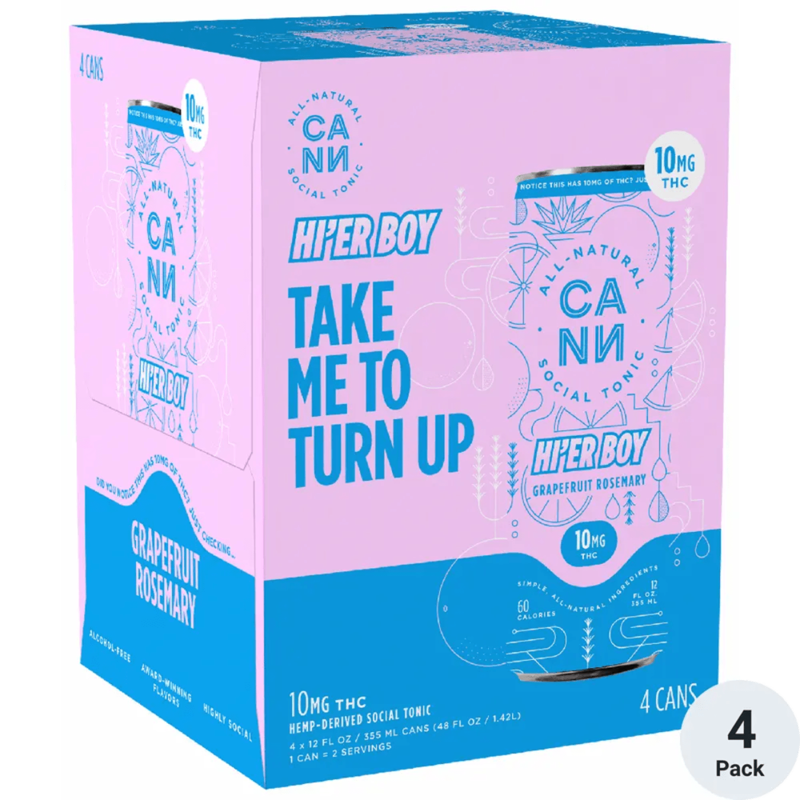 Grapefruit Rosemary | Hi'er Boy 12oz (4pk) 10mg THC | Cann Social Tonic