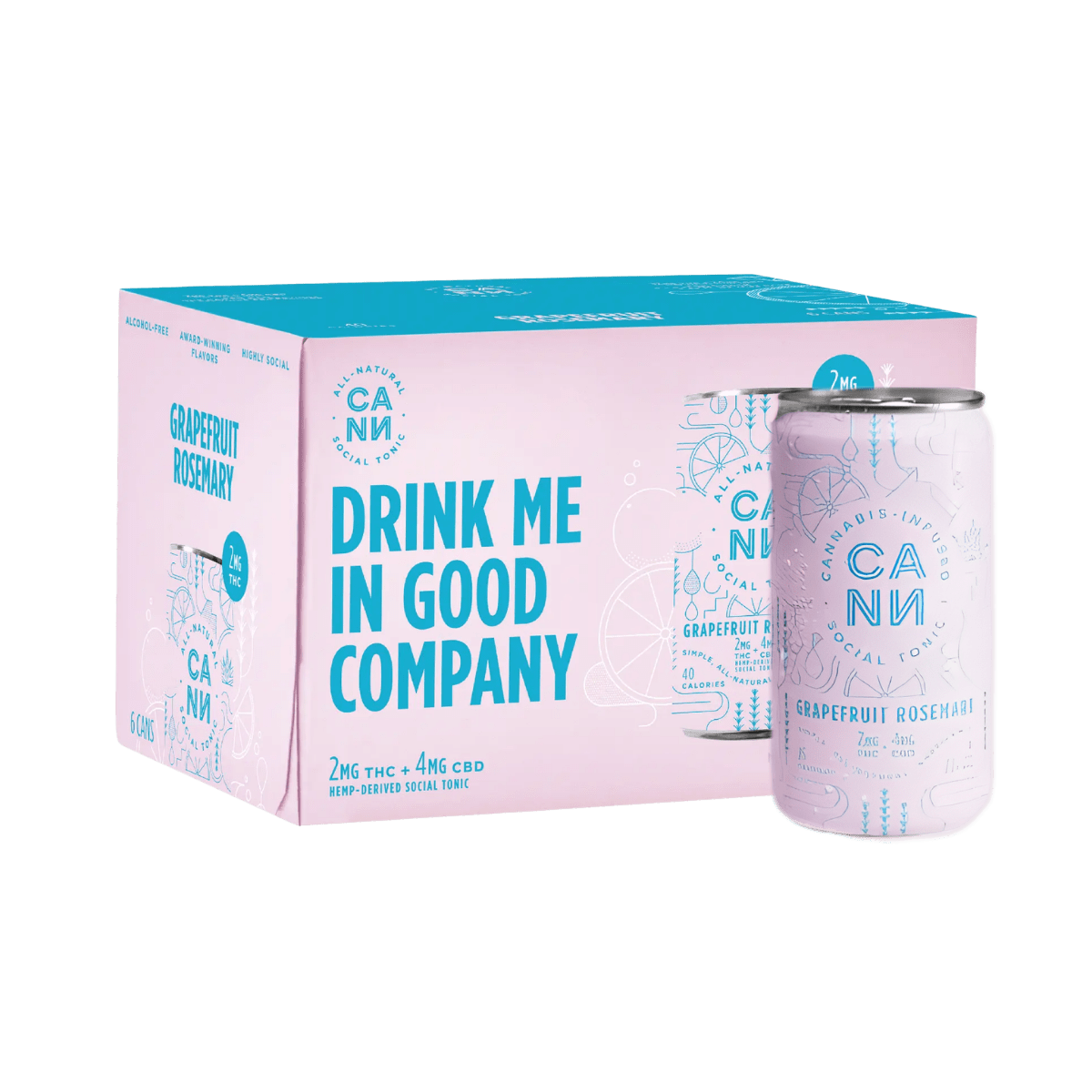 Grapefruit Rosemary | Social Tonic 8oz (6pk) 2mg THC:4mg CBD | Cann Social Tonic