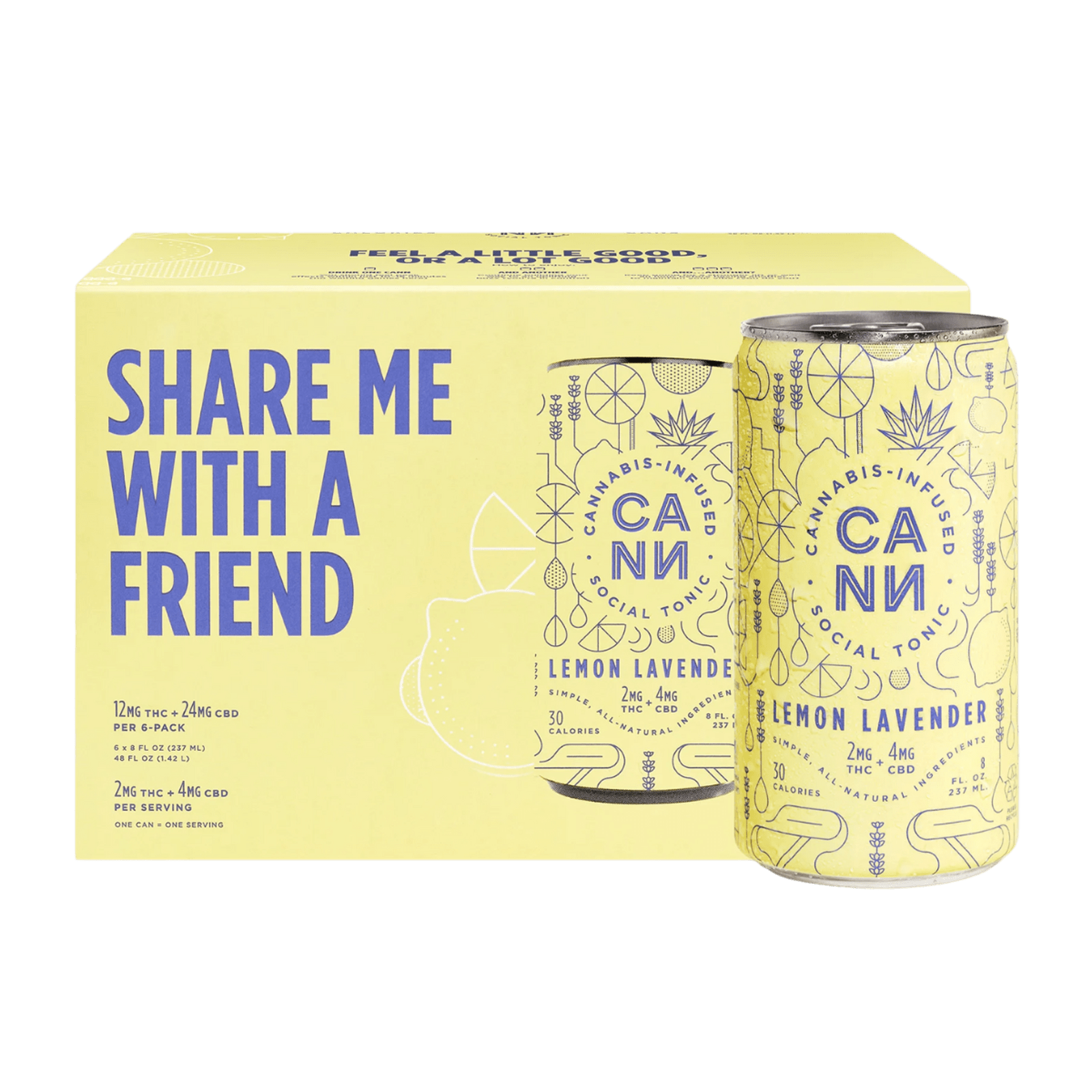 Lemon Lavender | 8oz (6pk) 2:4 THC:CBD Social Tonic Beverage | Cann Social Tonic