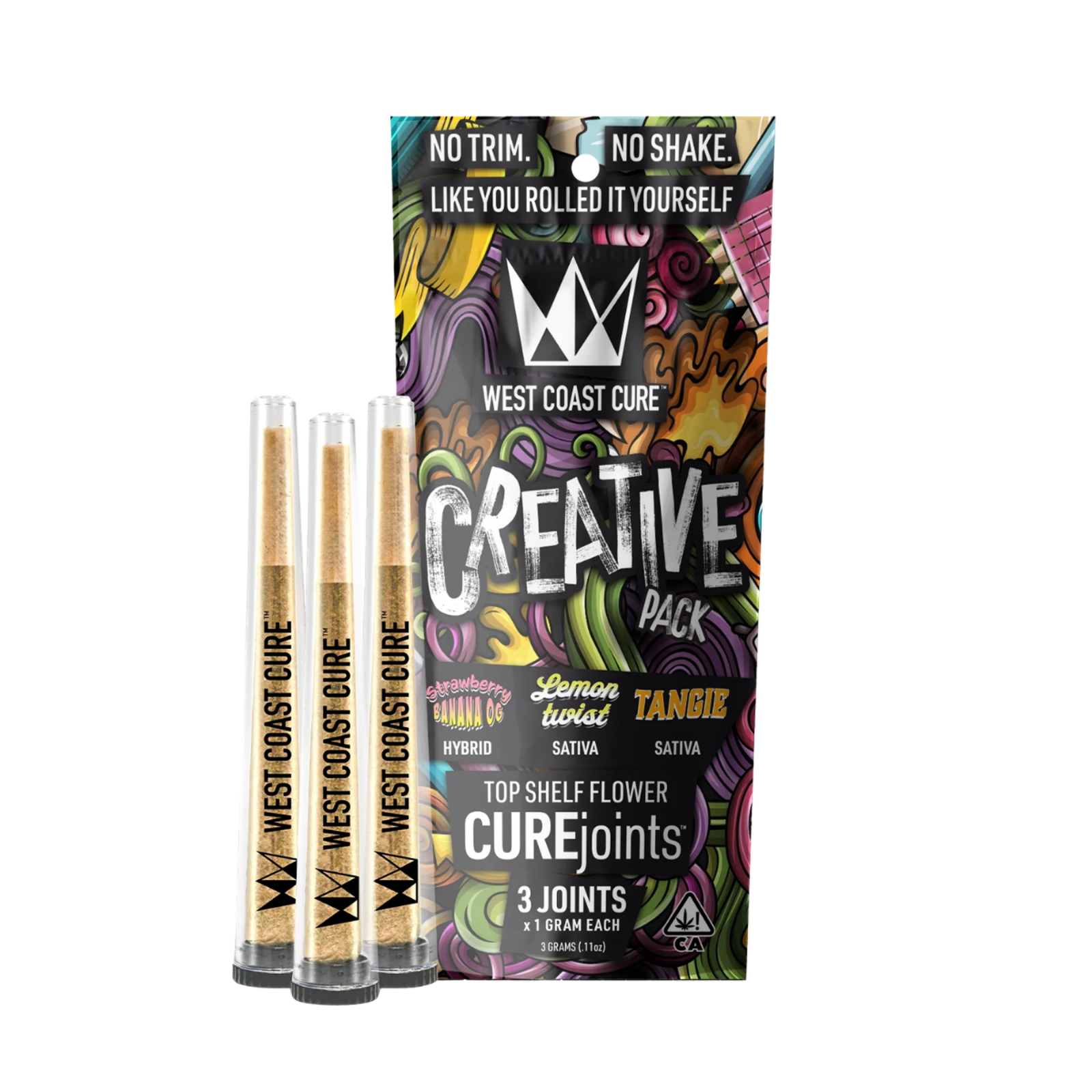 Lemon Twist x Strawberry Banana OG x Tangie  | 1g Creative Pack CUREjoint 3 Pack | West Coast Cure