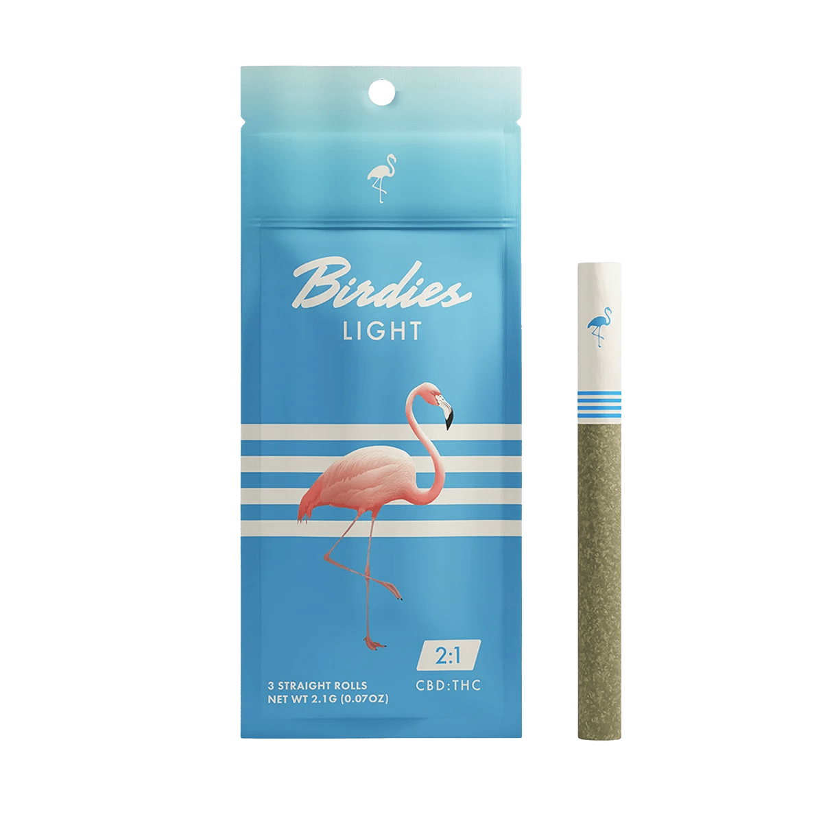 Light High CBD | 0.7g 3pk 2:1 CBD:THC Preroll | Birdies