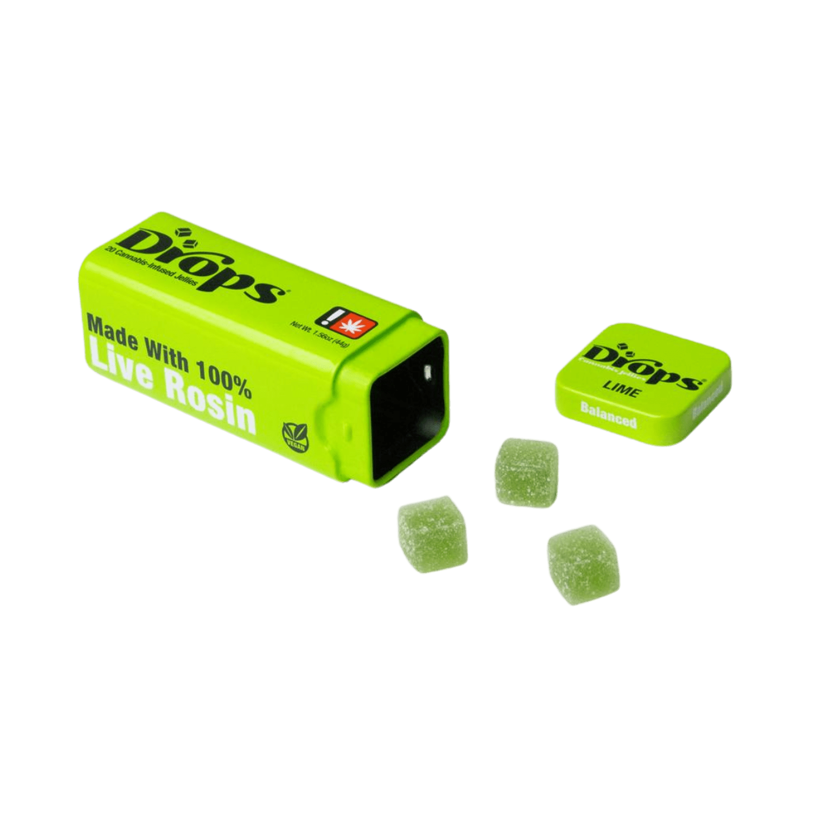 Lime (Grapes N Cream) (H) | 20pk Balanced (5mg THC) Live Rosin Jellies 100mg | Drops - view 3