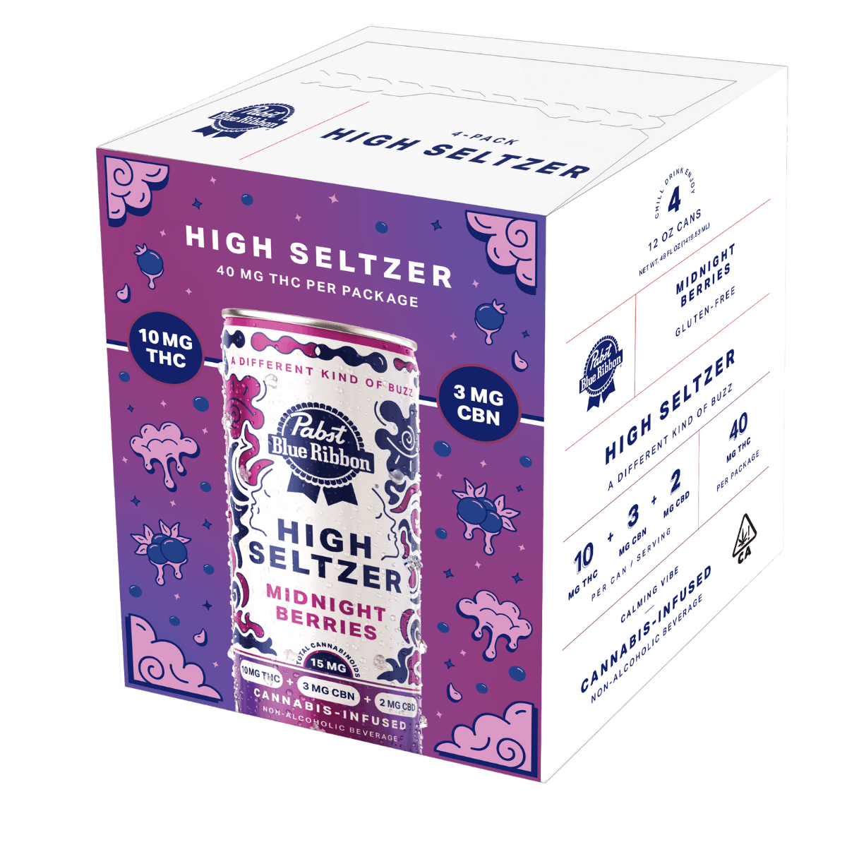 Midnight Berries | High Seltzer 12oz (4pk) 10mg THC + 3 CBN + 2 CBD | Pabst Labs