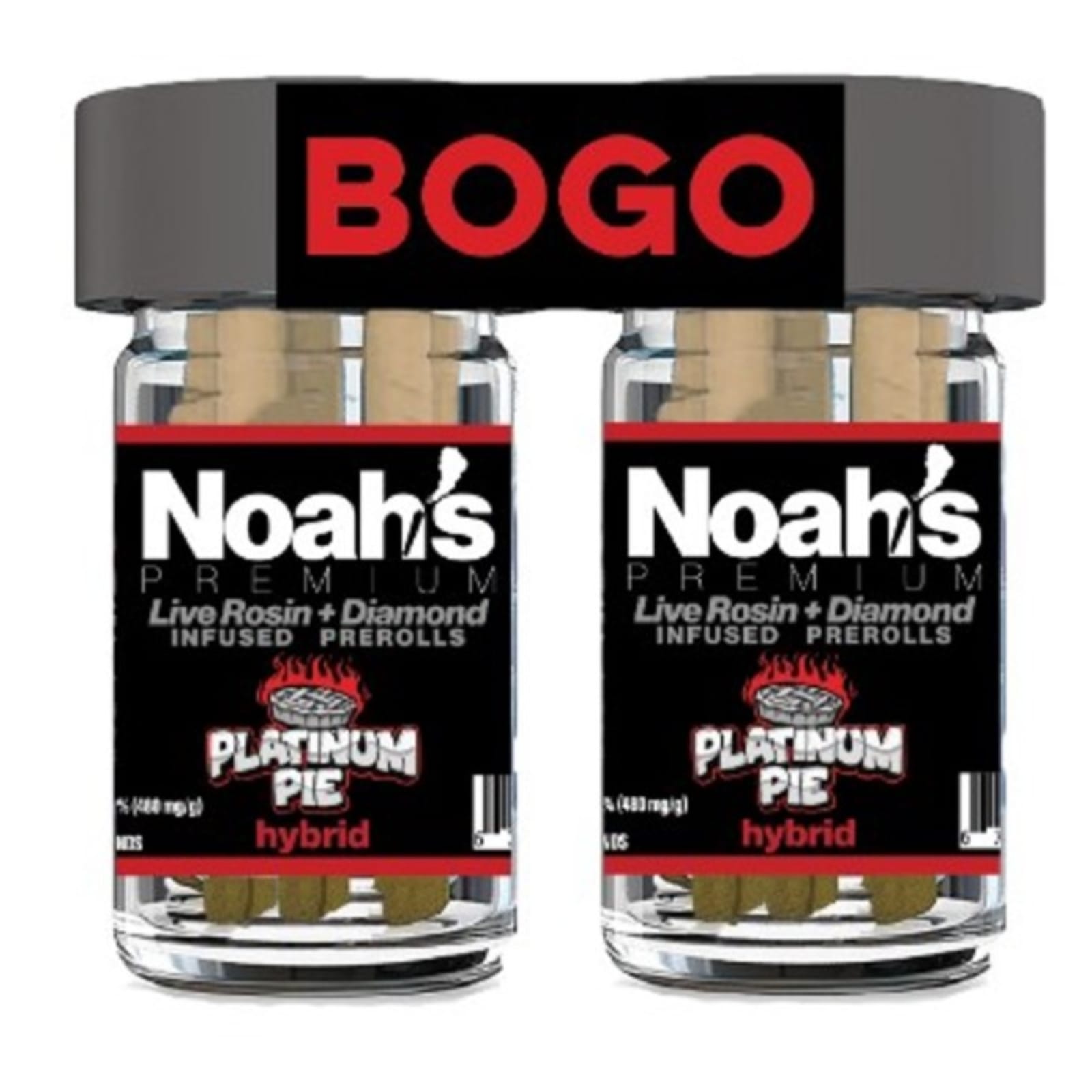 Platinum Pie (H) | .5g 5pk (2x BOGO) Diamond + Live Rosin Infused Prerolls | Noah's Premium