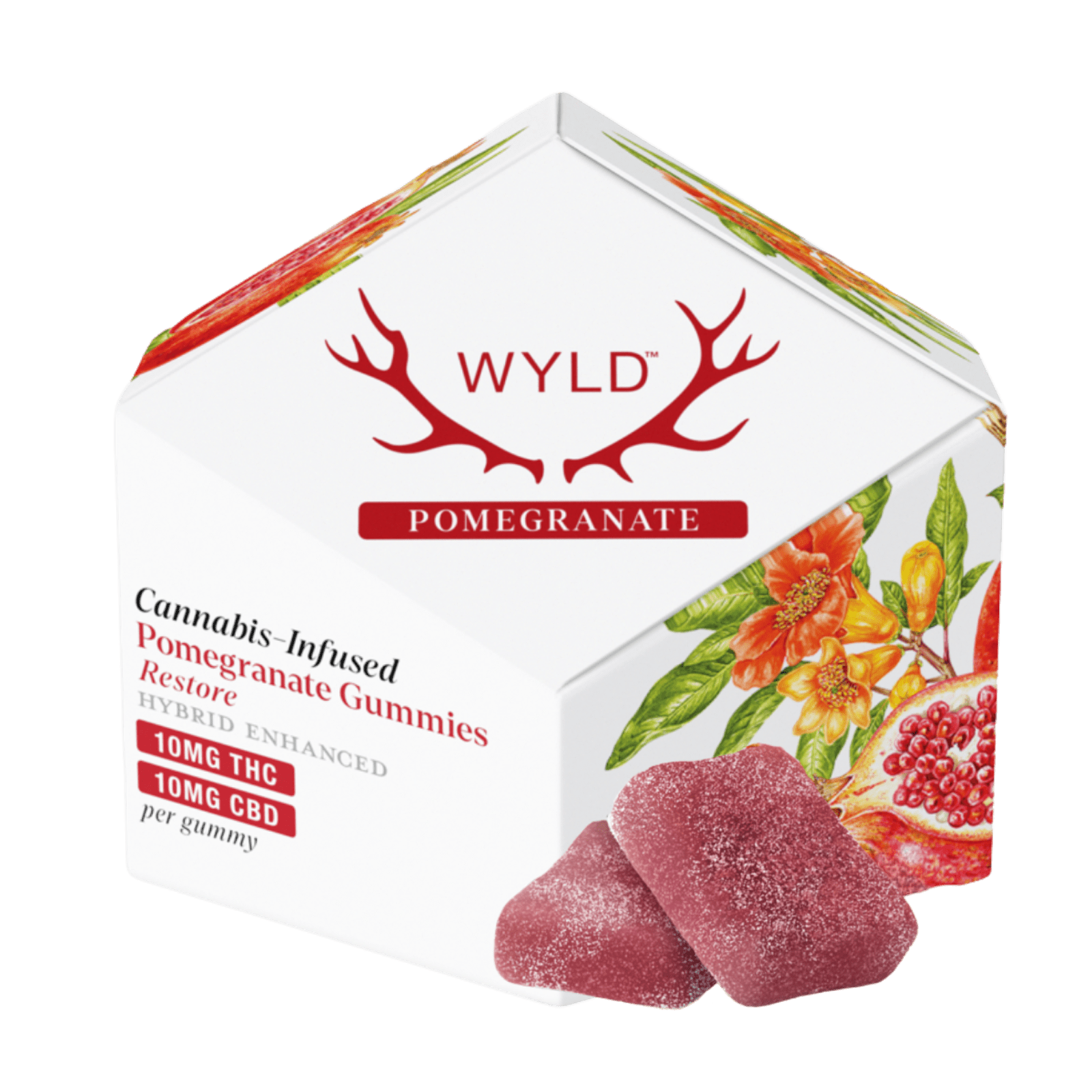 Pomegranate (H) | 10mg THC:10mg CBD 10Pk Gummies  | Wyld