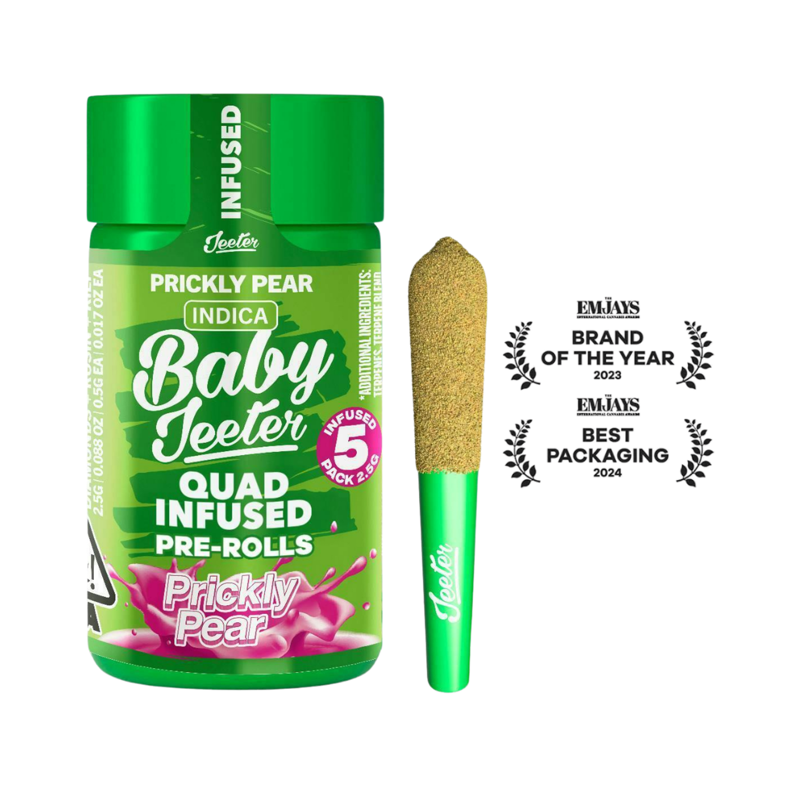 Prickly Pear (I) | .5g 5pk Quad Infused Rosin Enhanced Baby Jeeter Prerolls | Jeeter