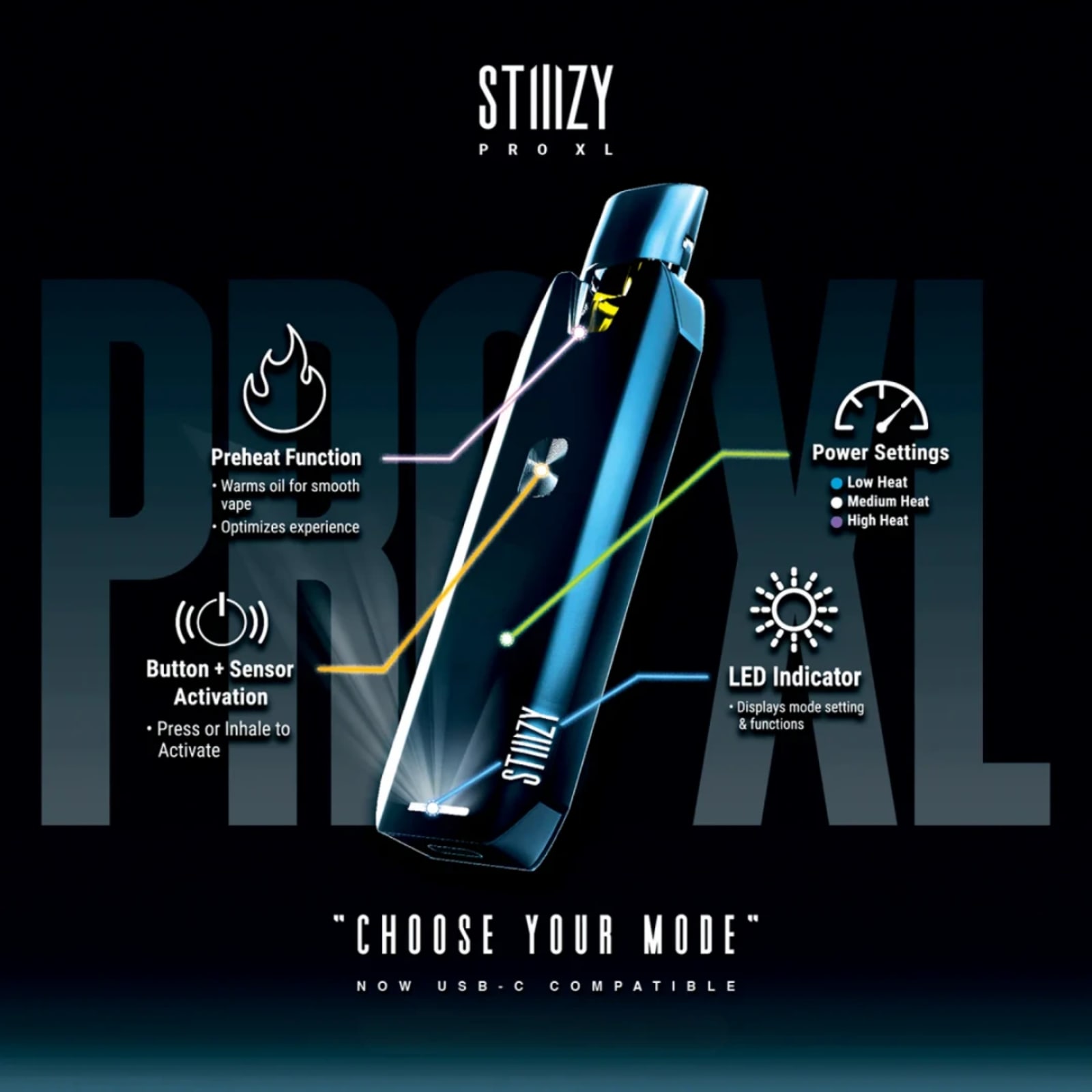 Pro XL Battery | Black Pod Battery | Stiiizy - view 3
