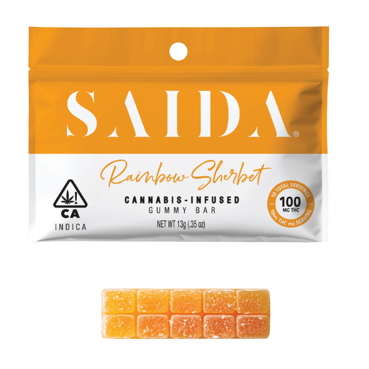 Rainbow Sherbet (I) | 100mg Gummy Bar | Saida