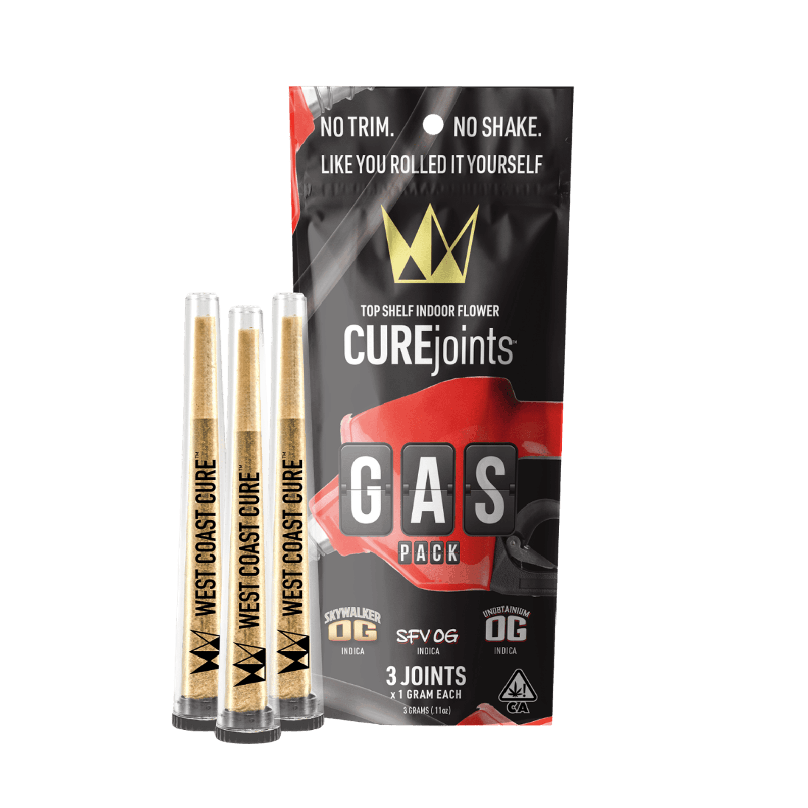 SFV OG x Skywalker OG x Unobtainium OG | 1g Gas Pack CUREjoint 3 Pack | West Coast Cure