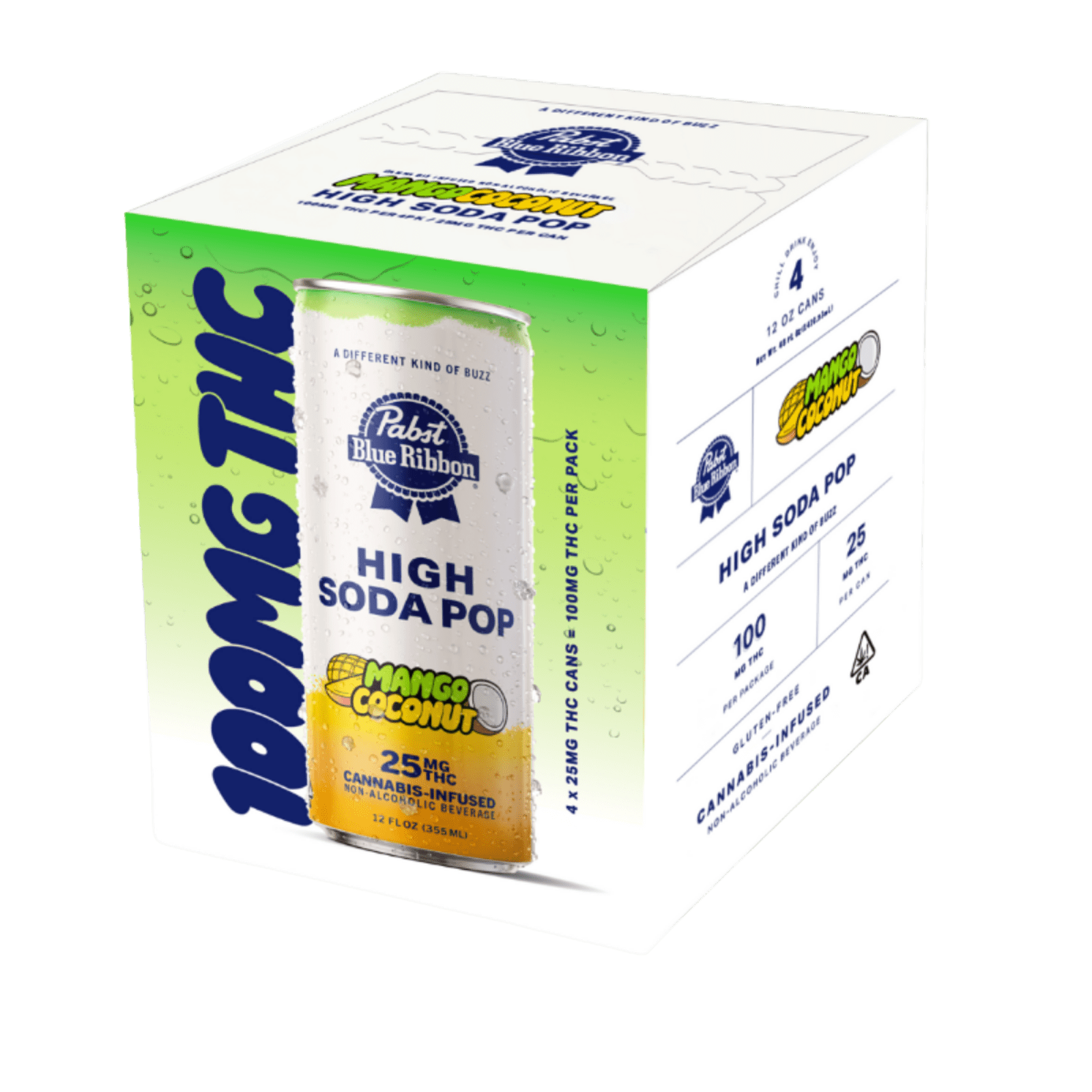 Mango Coconut | Infused High Soda 12oz (4pk) 25mg THC | Pabst Labs
