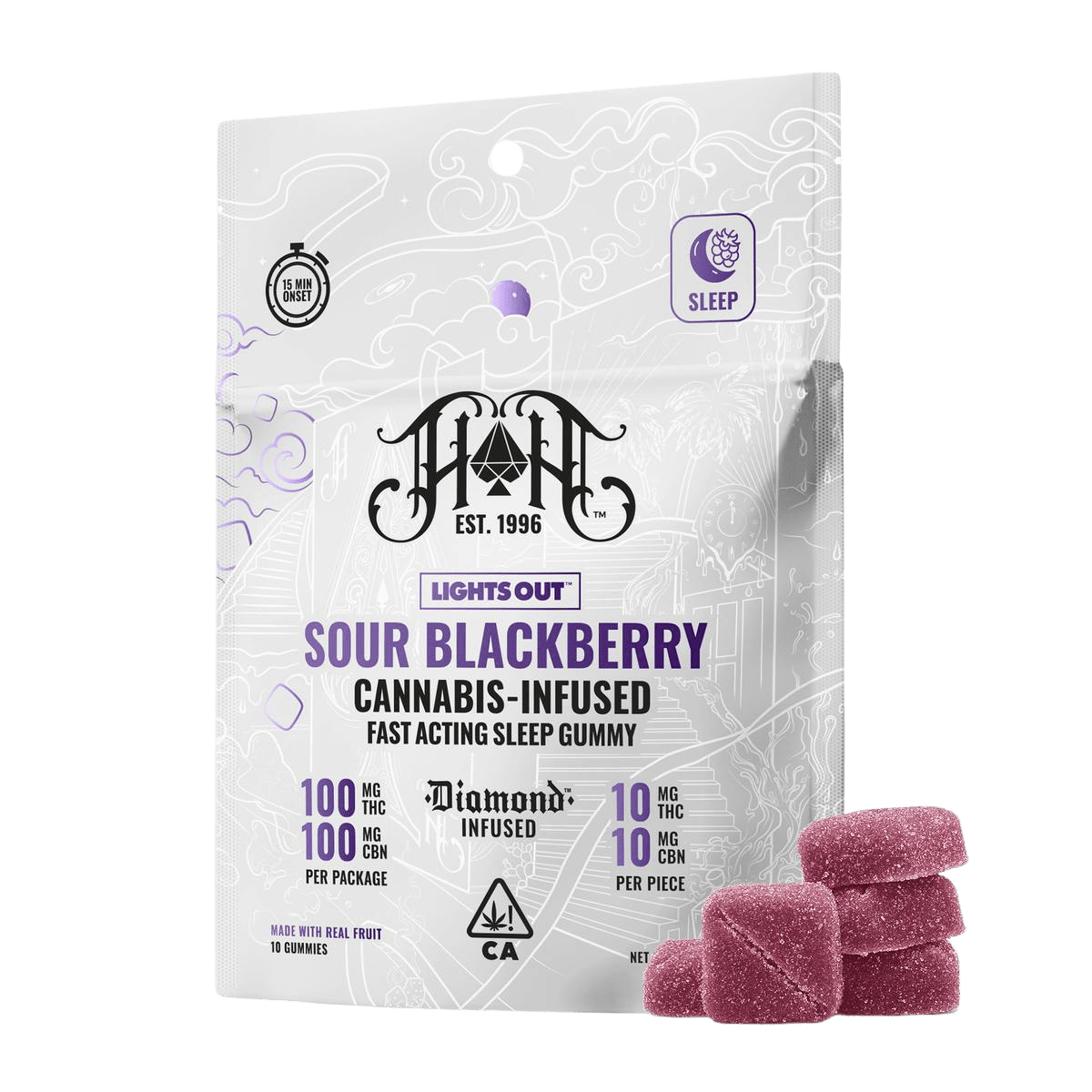 Sour Blackberry (I) | Fast Acting 1:1 THC/CBN Gummies | Heavy Hitters