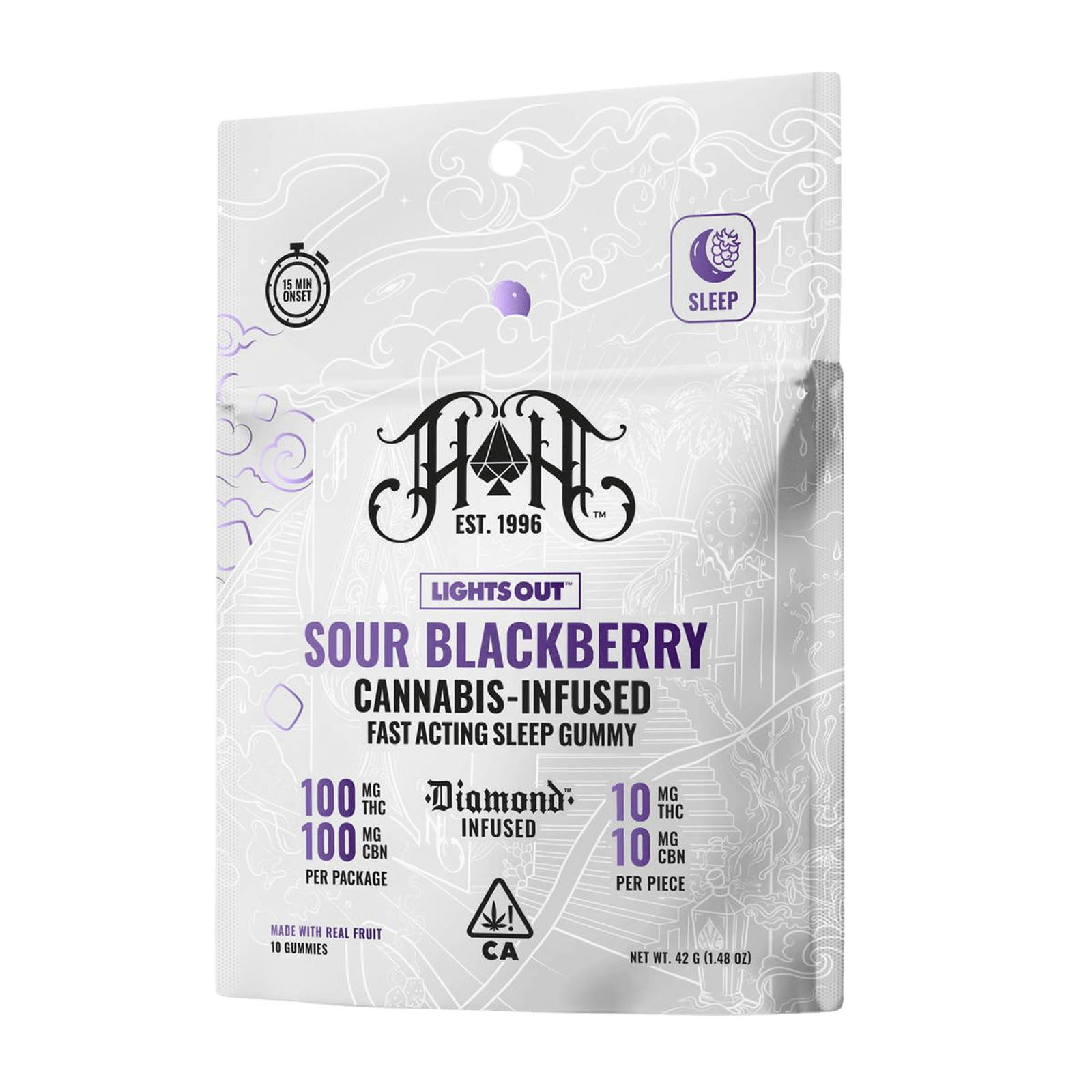 Sour Blackberry (I) | Fast Acting 1:1 THC/CBN Gummies | Heavy Hitters - view 3