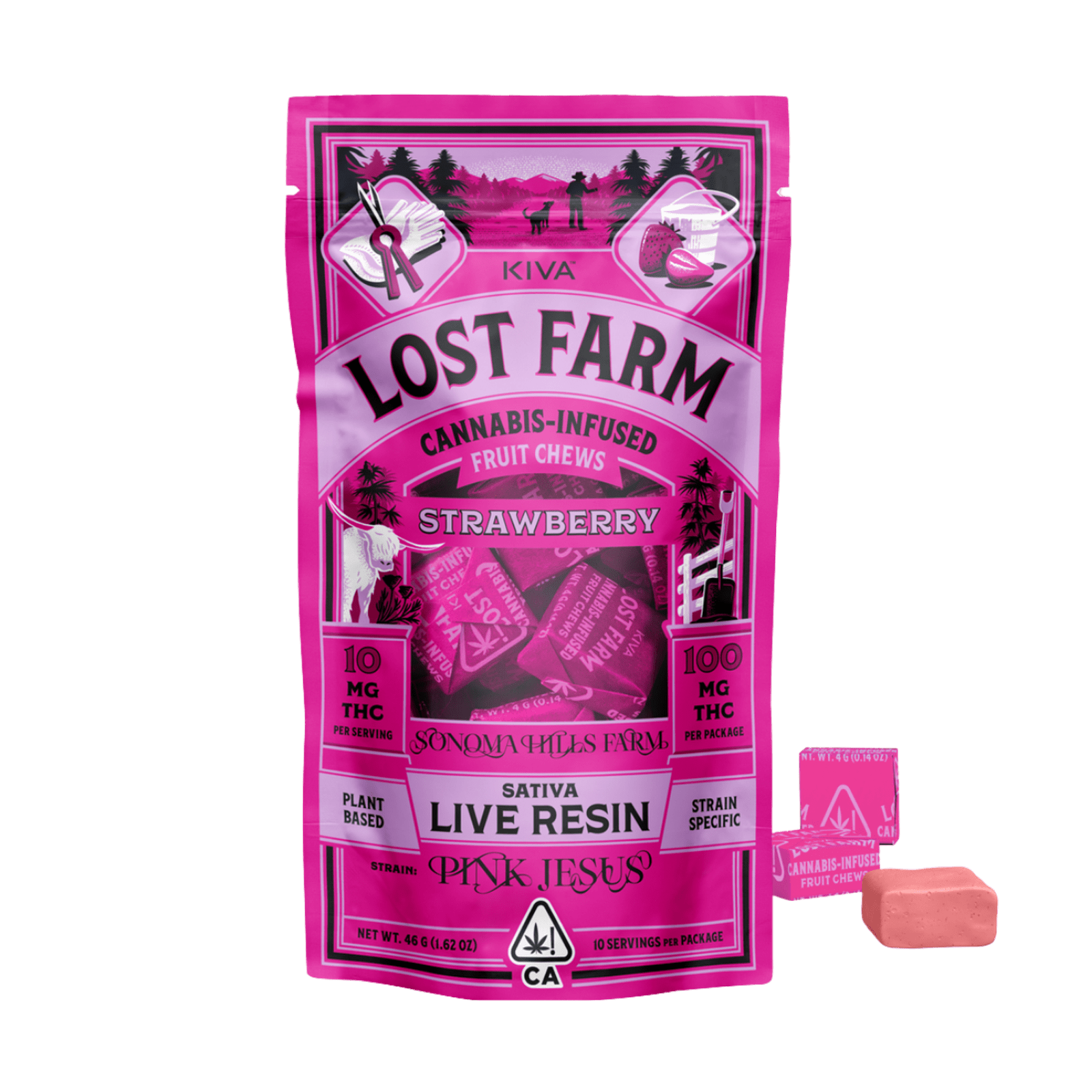 Strawberry (Pink Jesus) (S) | 10mg 10pk Chews | Lost Farm