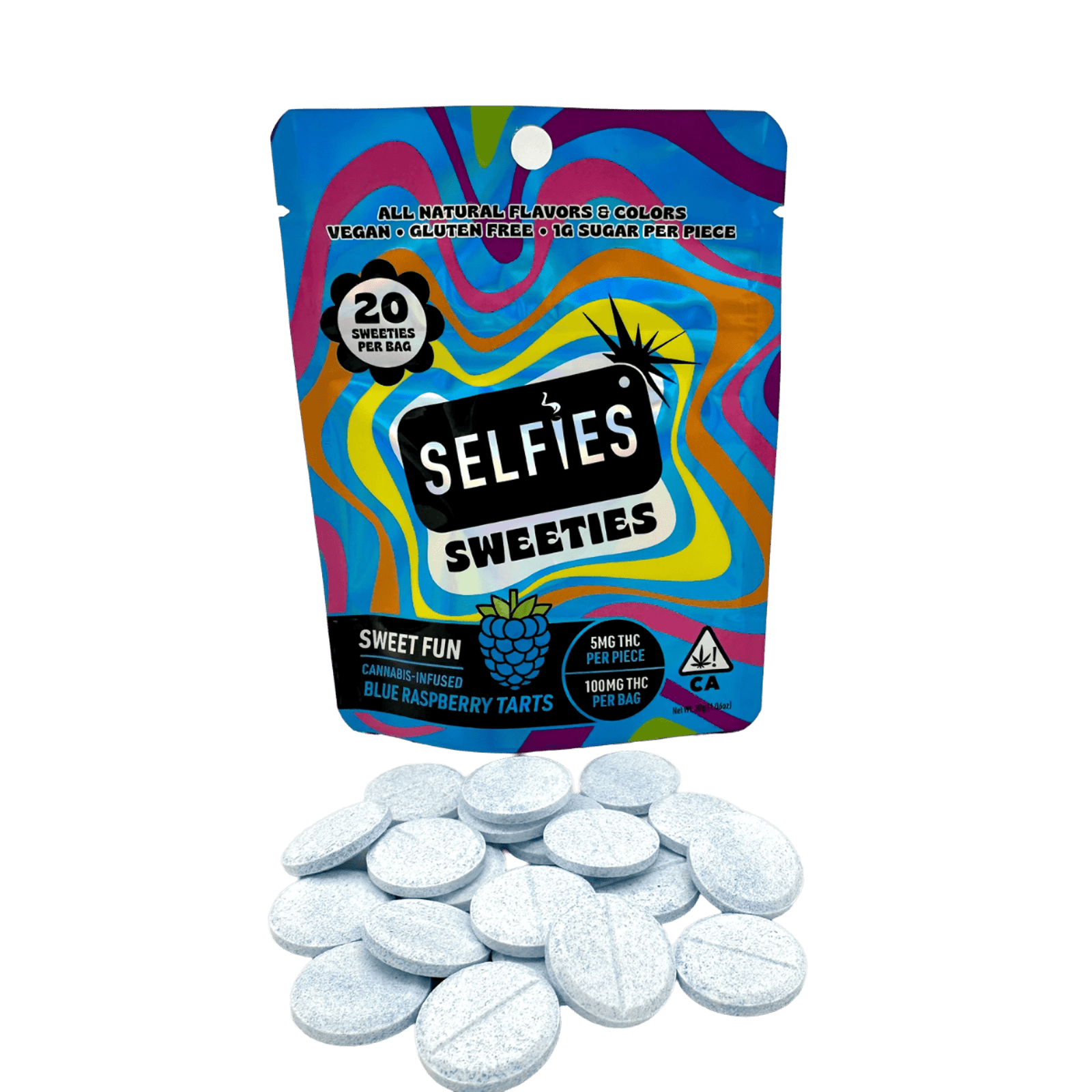 Sweet Fun (Blue Raspberry) (H) | 20pk 100mg THC Infused Tarts Heshies | Selfies Sweeties