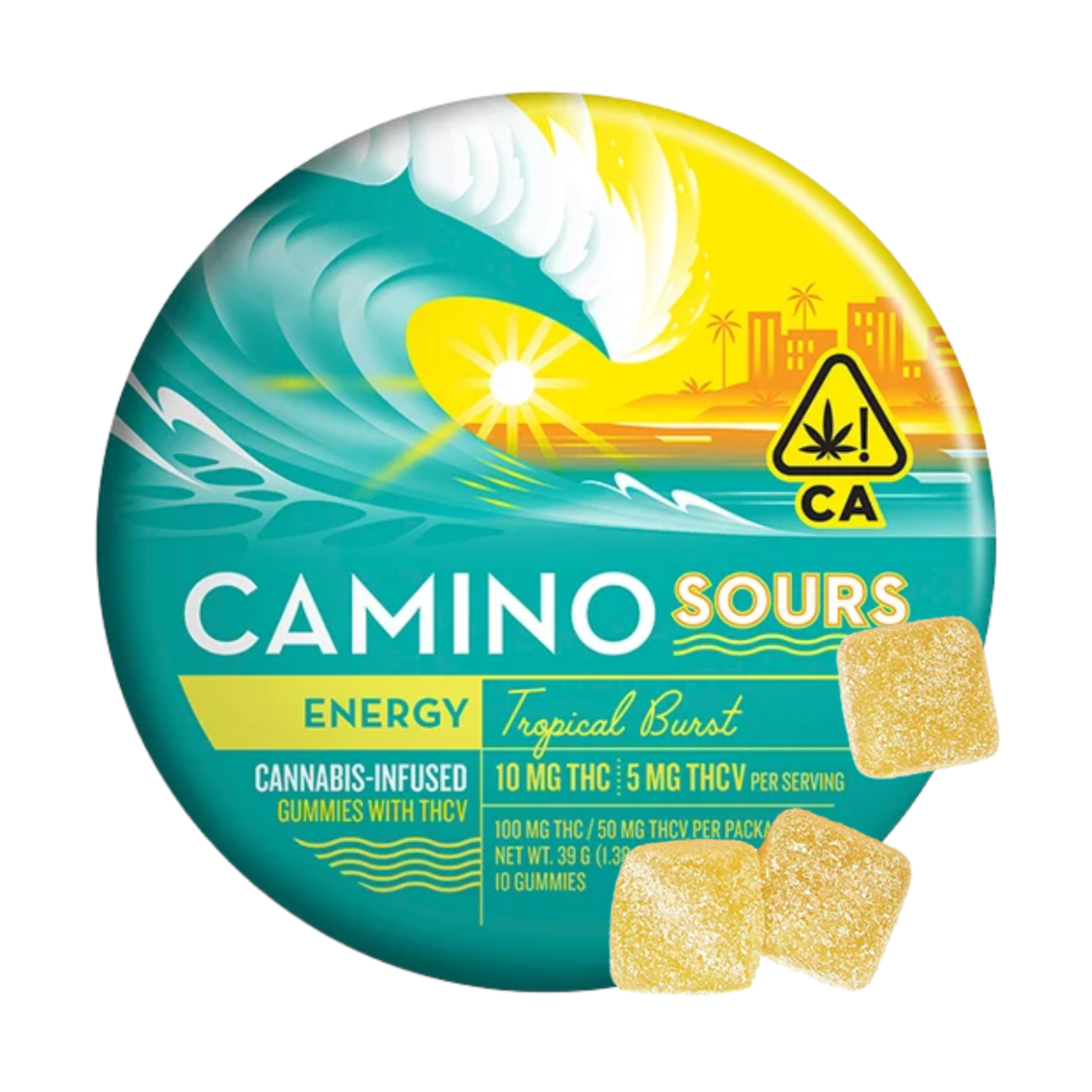 Tropical Burst (Energy) (S)| 10mg THC: 5Mg THCV 10Pk Sours Gummies | Camino