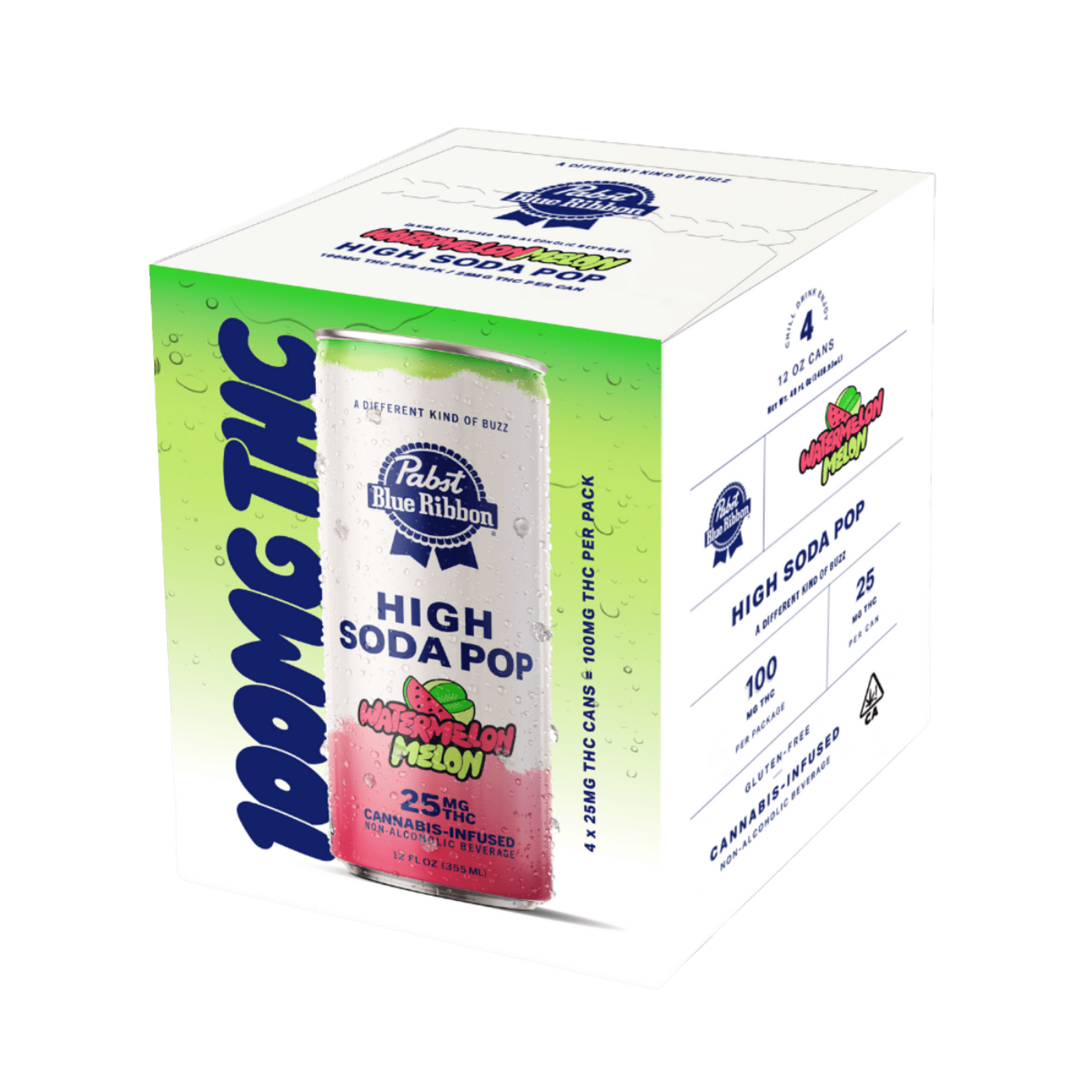 Watermelon Melon Soda | Infused High Soda 12oz (4pk) 25mg THC | Pabst Labs
