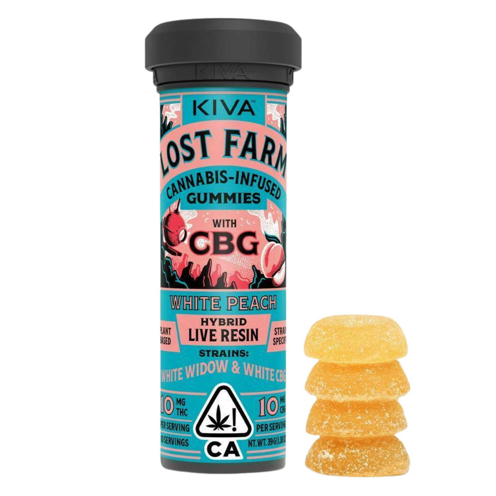 White Peach x White Widow x White CBG (I) | Lost Farm Gummies 100mg THC:100mg CBG | Lost Farms