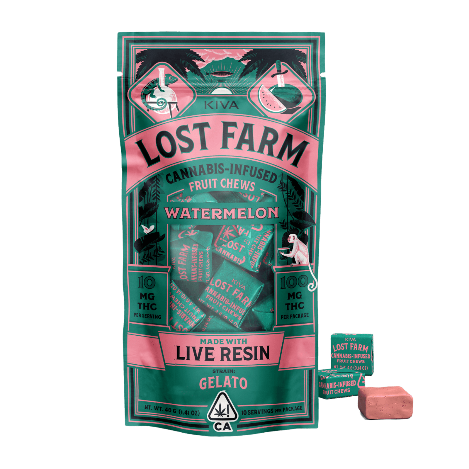 Watermelon (Gelato) (H) | Lost Farms Chews 100mg | Lost Farm