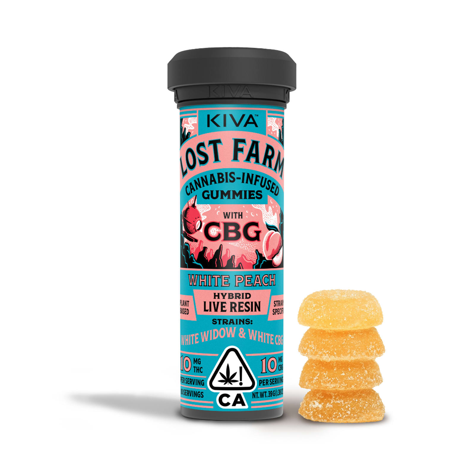 White Peach x White Widow x White CBG (I) | Lost Farm Gummies 100mg THC:100mg CBG | Lost Farms