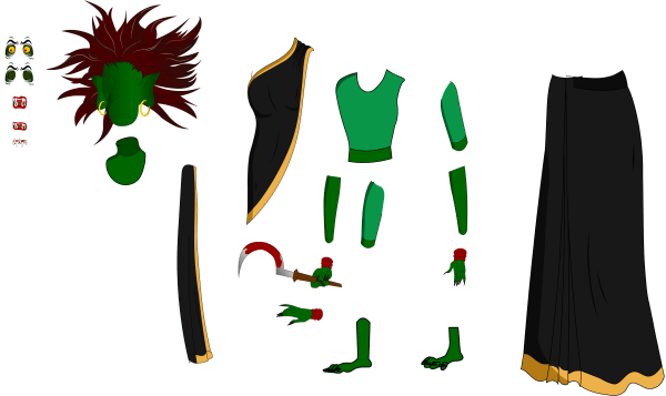 Scary Green Witch Dayan Chroma Toons Custom Character Rigging Sheet