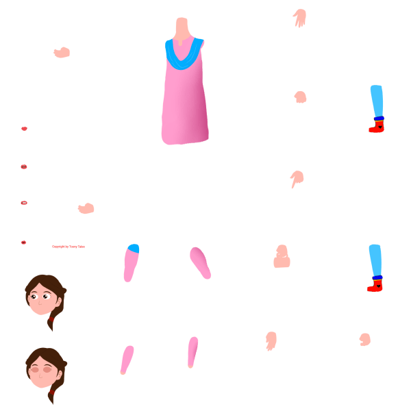 Indian Girl in Pink Salwar Kameez Chroma Toons Custom Character Rigging Sheet