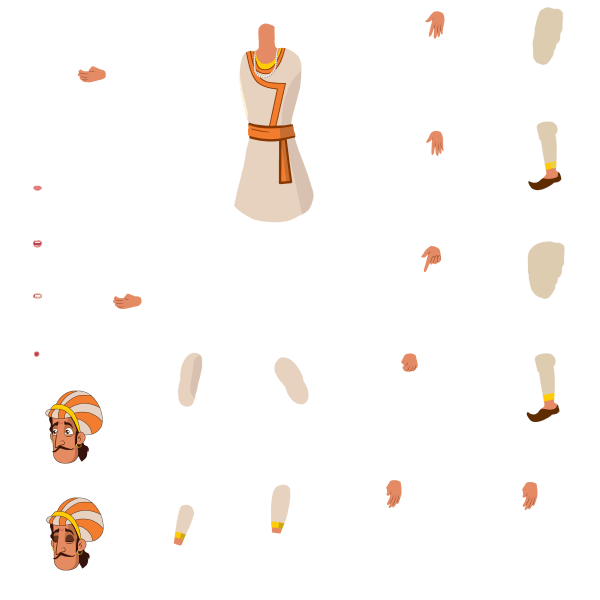 Indian King or Minister in White Robe Chroma Toons Custom Character Rigging Sheet