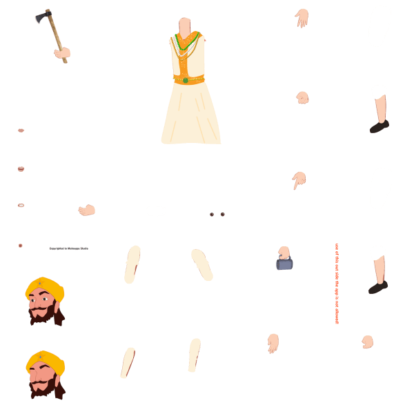 Indian Royal Warrior with Axe Chroma Toons Custom Character Rigging Sheet