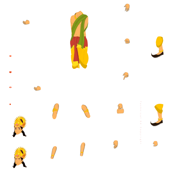 Indian Mythological Prince Deity Chroma Toons Custom Character Rigging Sheet