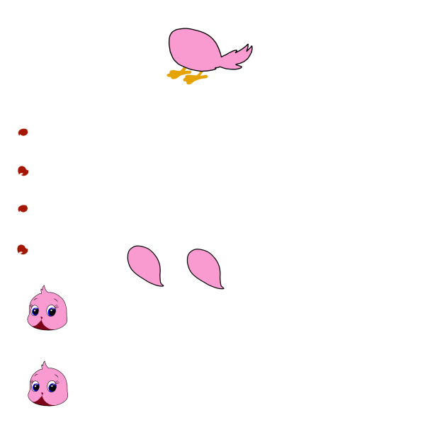 Cute Light Pink Bird Chroma Toons Custom Character Rigging Sheet