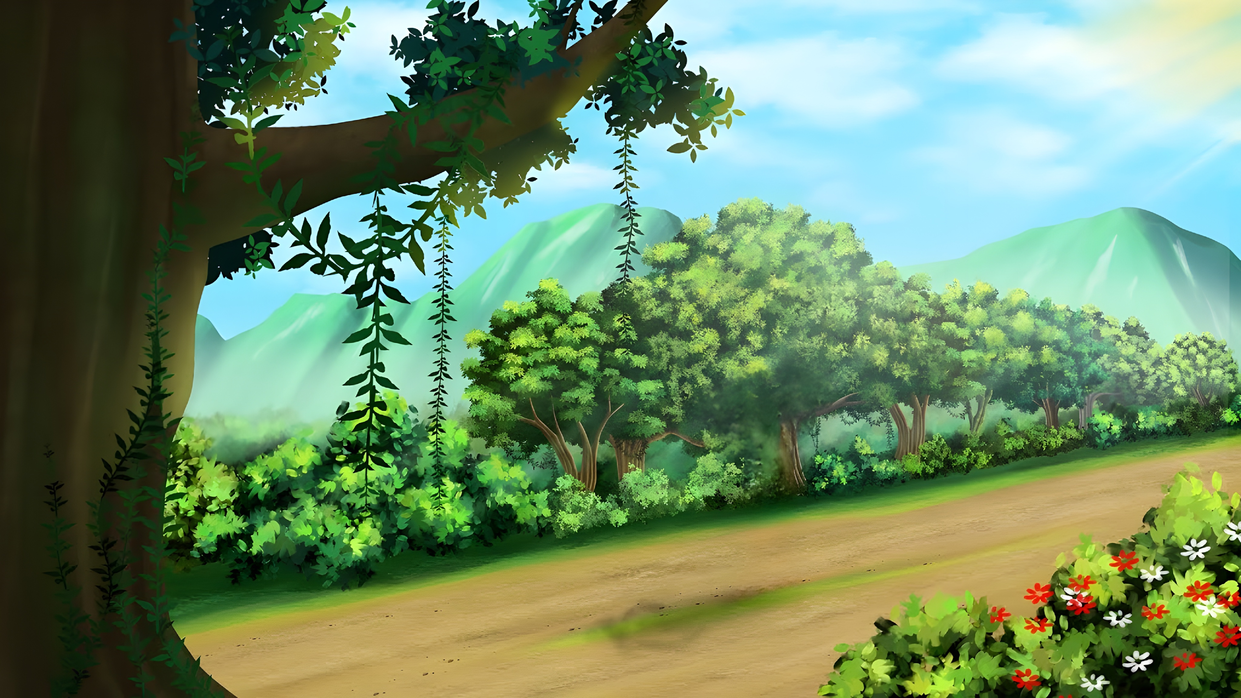 Lush Green Woodland Trail 2D Moral Animation Forest