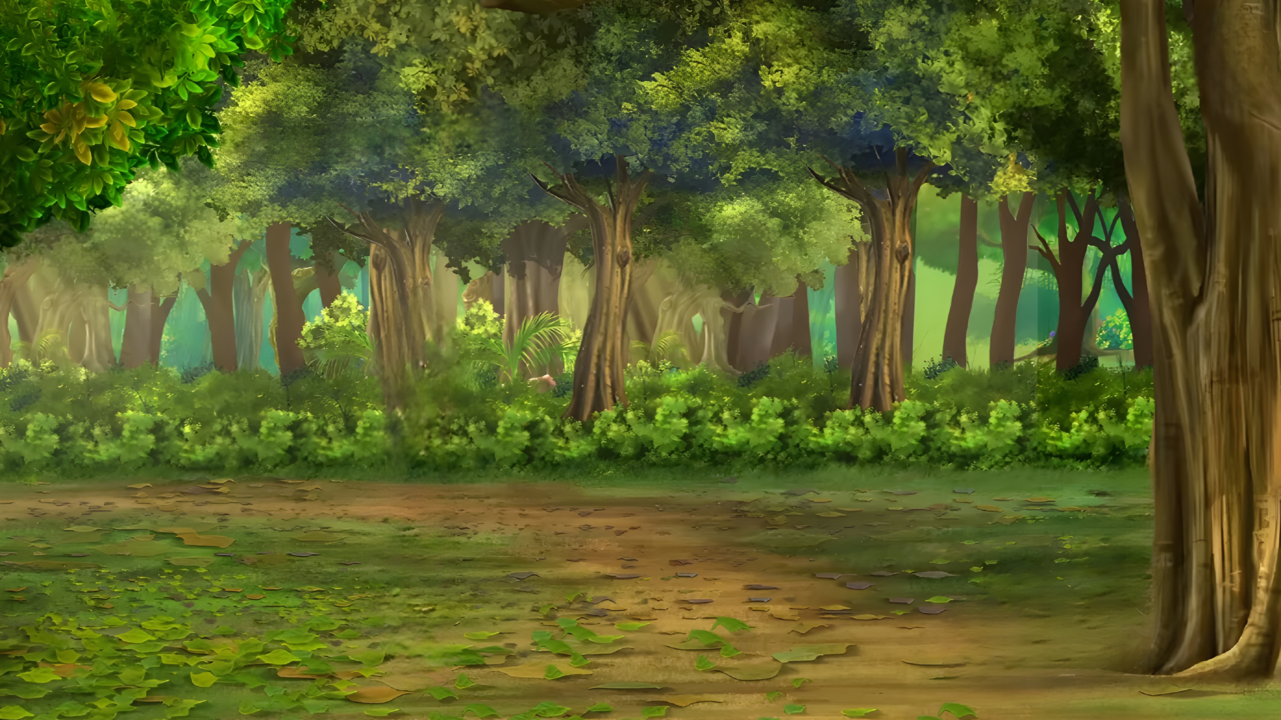 2D Moral Cartoon Background in Deep Jungle